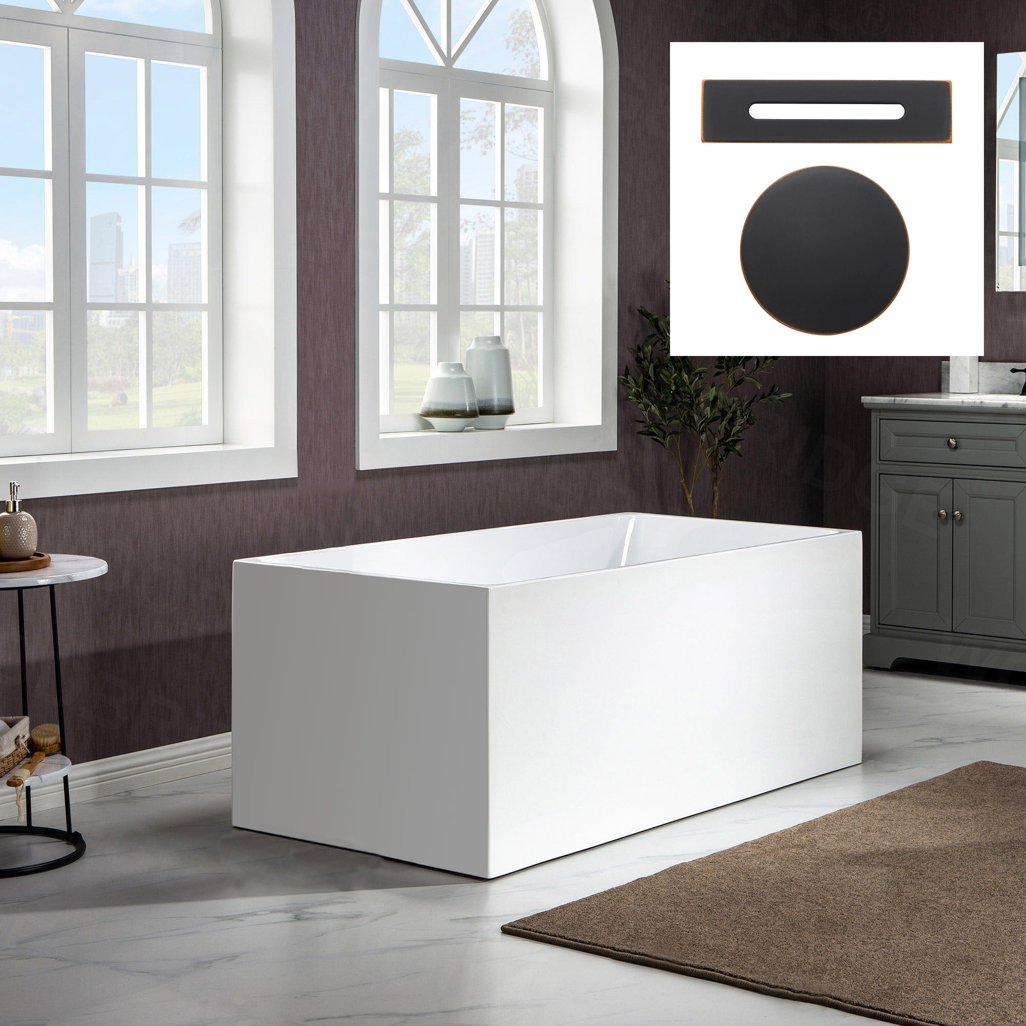 WOODBRIDGE 67" Acrylic Freestanding Contemporary Soaking Bathtub with Drain & Overflow – B-0086 Series