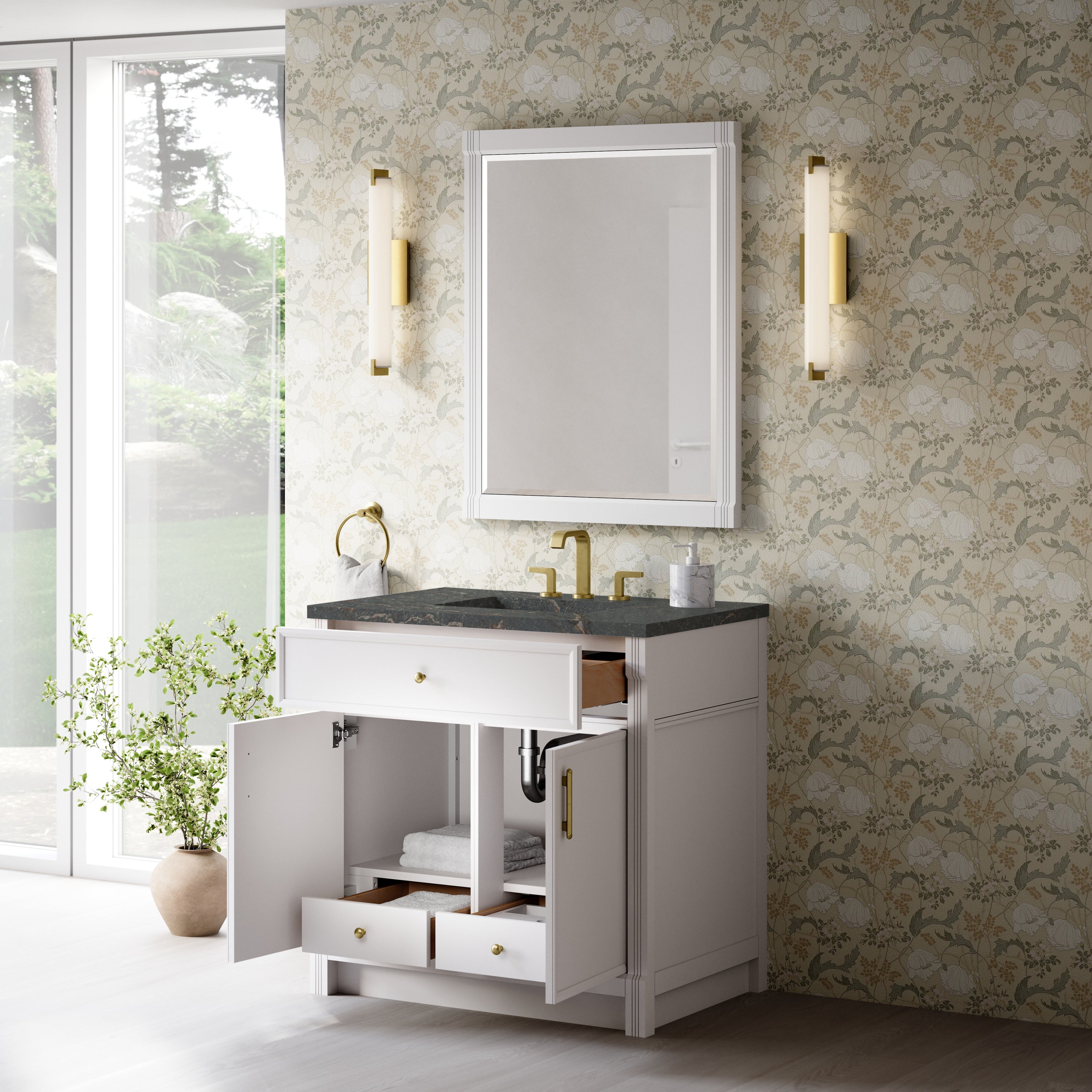 James Martin Bellshire 36" Single Vanity in Bright White with 3cm Countertop