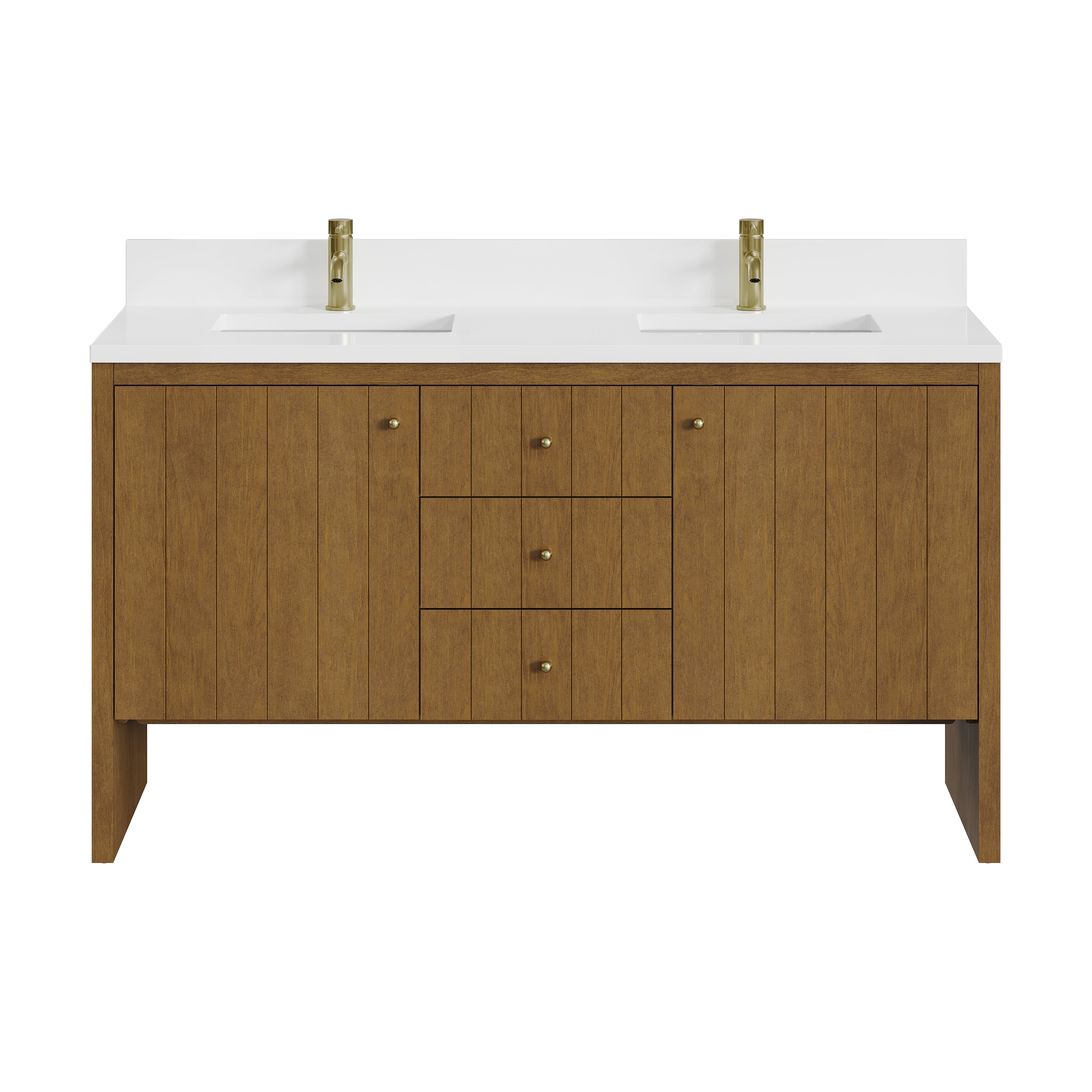 James Martin Hudson 60" Double Vanity in Honey Oak with 3cm Countertop