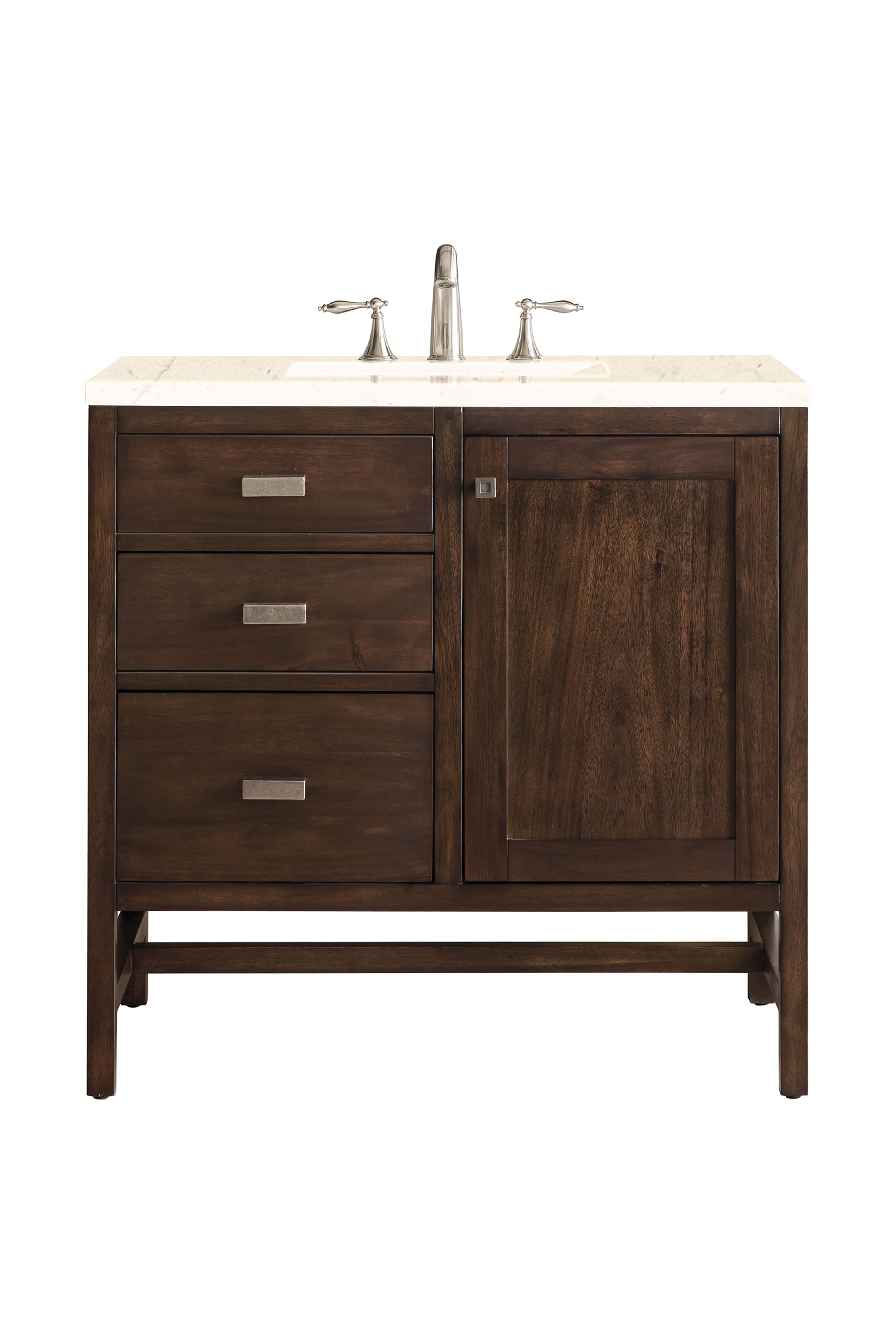 James Martin Addison 36" Single Vanity in Mid-Century Acacia with 3cm Countertop