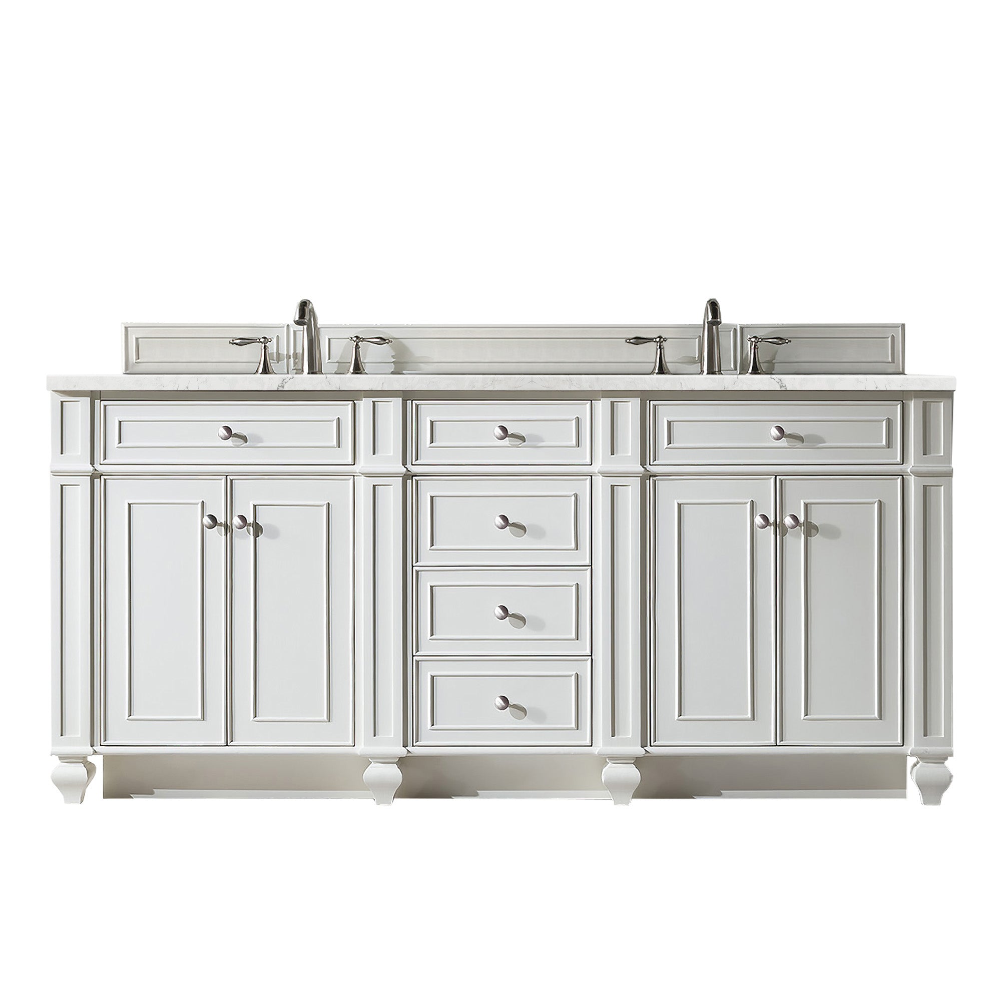 James Martin Bristol 72" Double Vanity in Bright White with 3cm Countertop and FreePower Wireless Charger