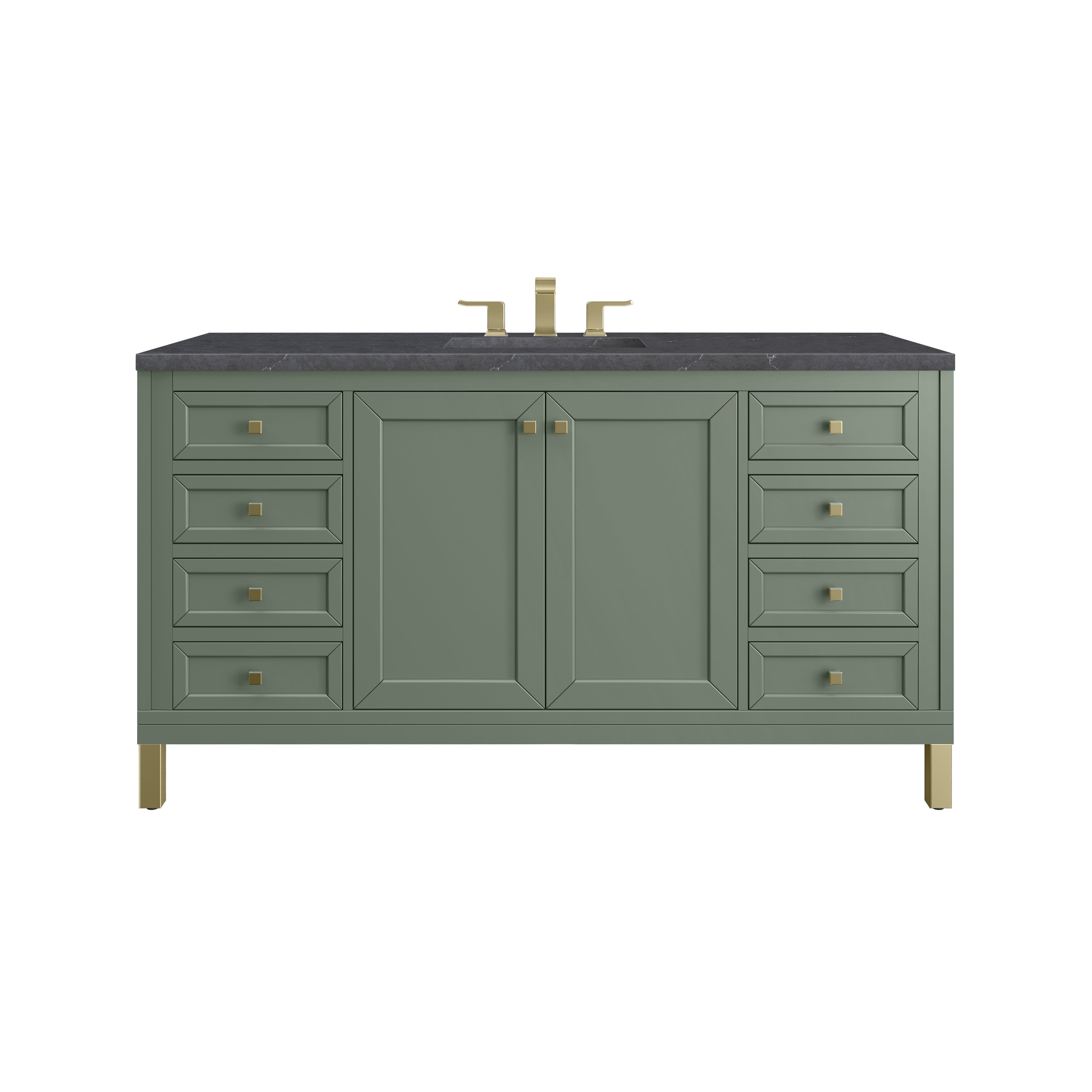 James Martin Chicago 60" Single Vanity in Smokey Celadon with 3cm Countertop