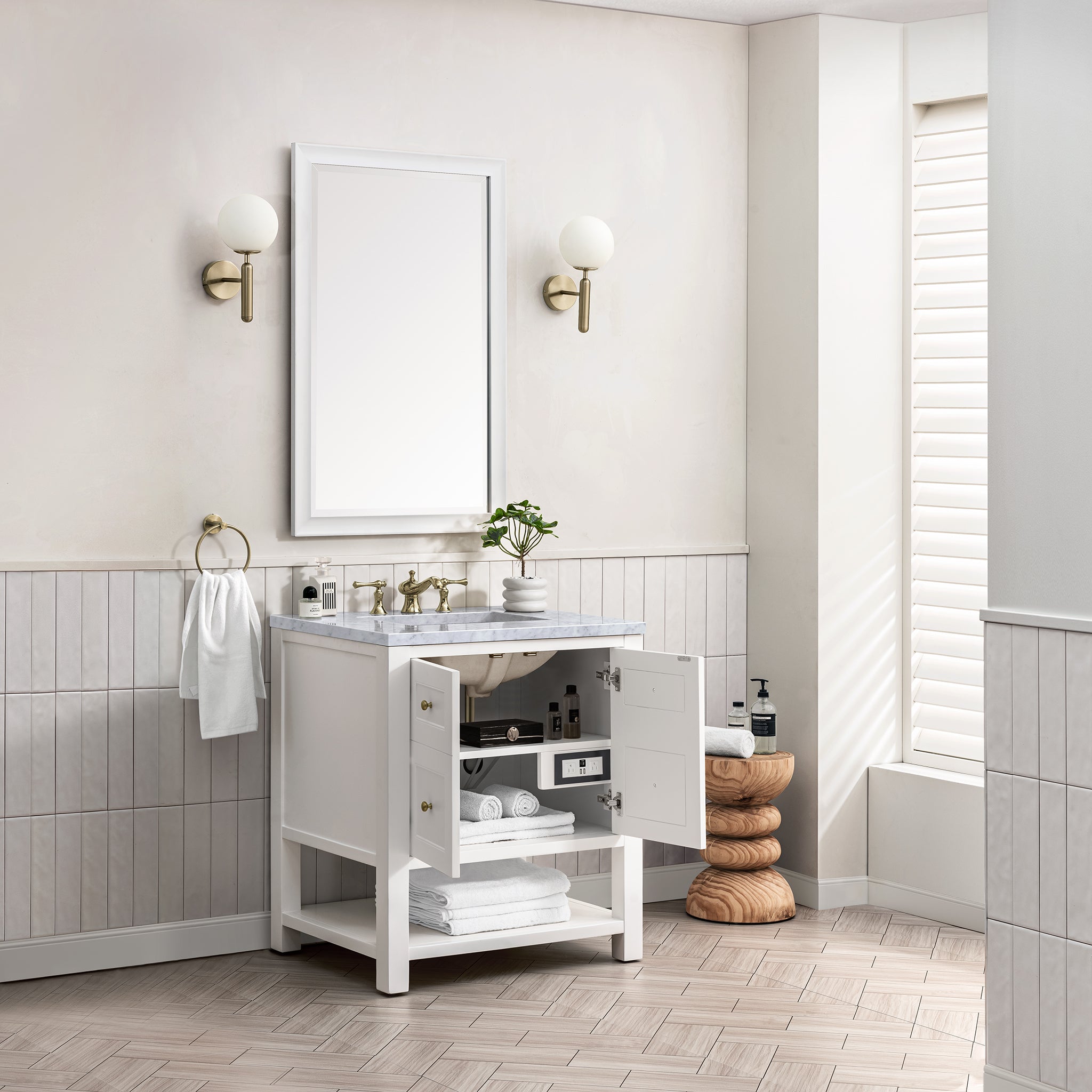 James Martin Breckenridge 30" Single Vanity in Bright White with 3cm Countertop