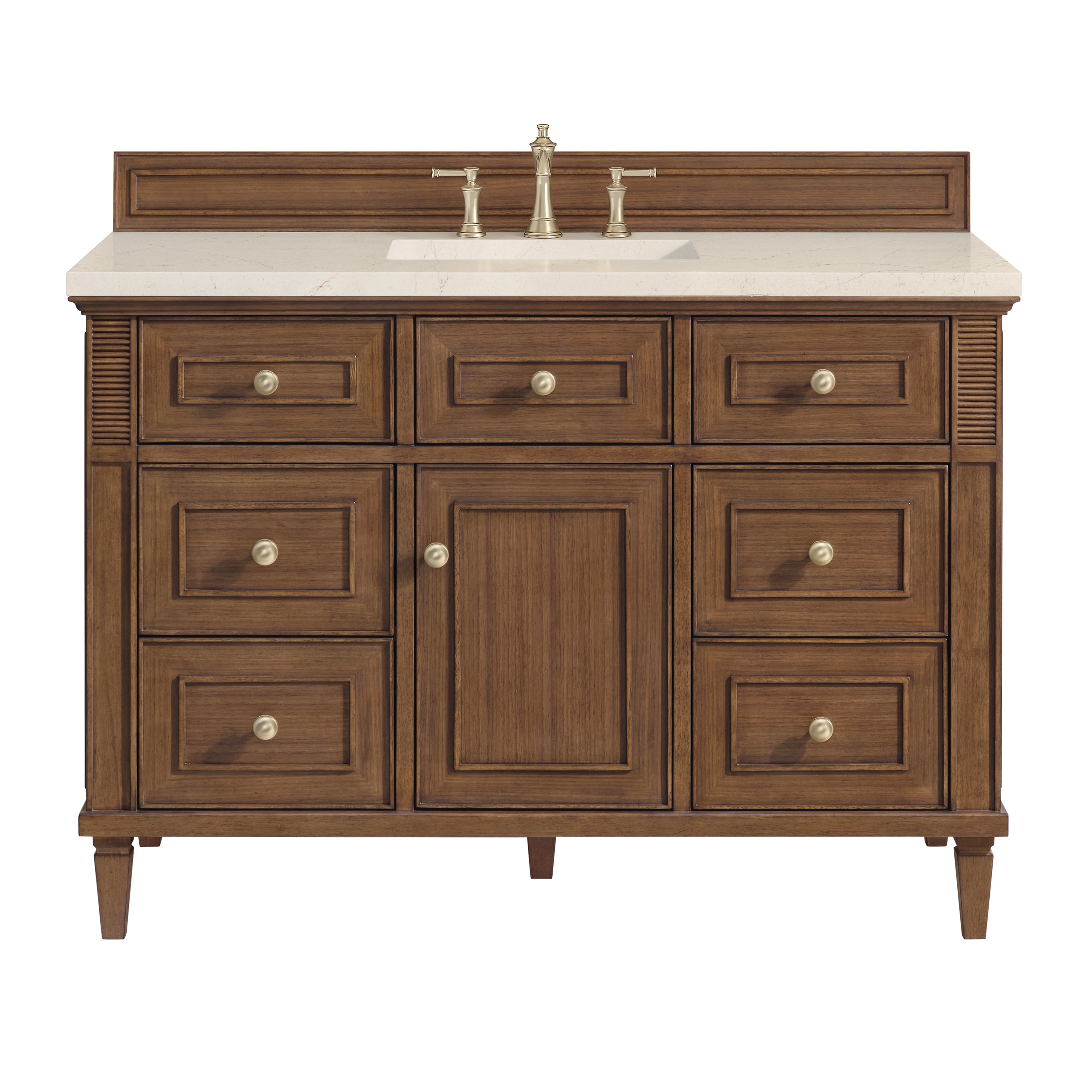 James Martin Lorelai 48" Single Vanity in Mid-Century Walnut with 3cm Countertop