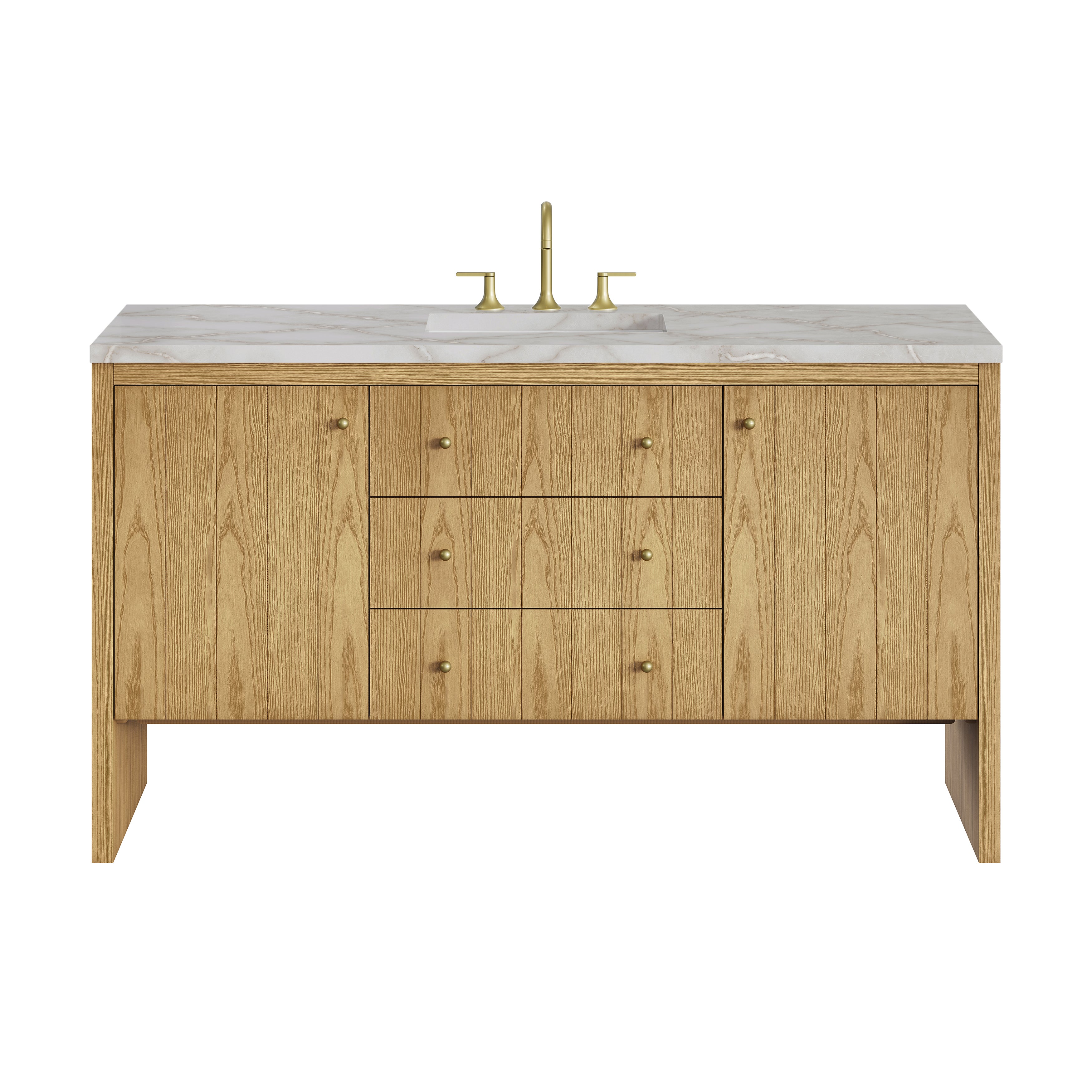 James Martin Hudson 60" Single Vanity in Light Natural Oak with 3cm Countertop