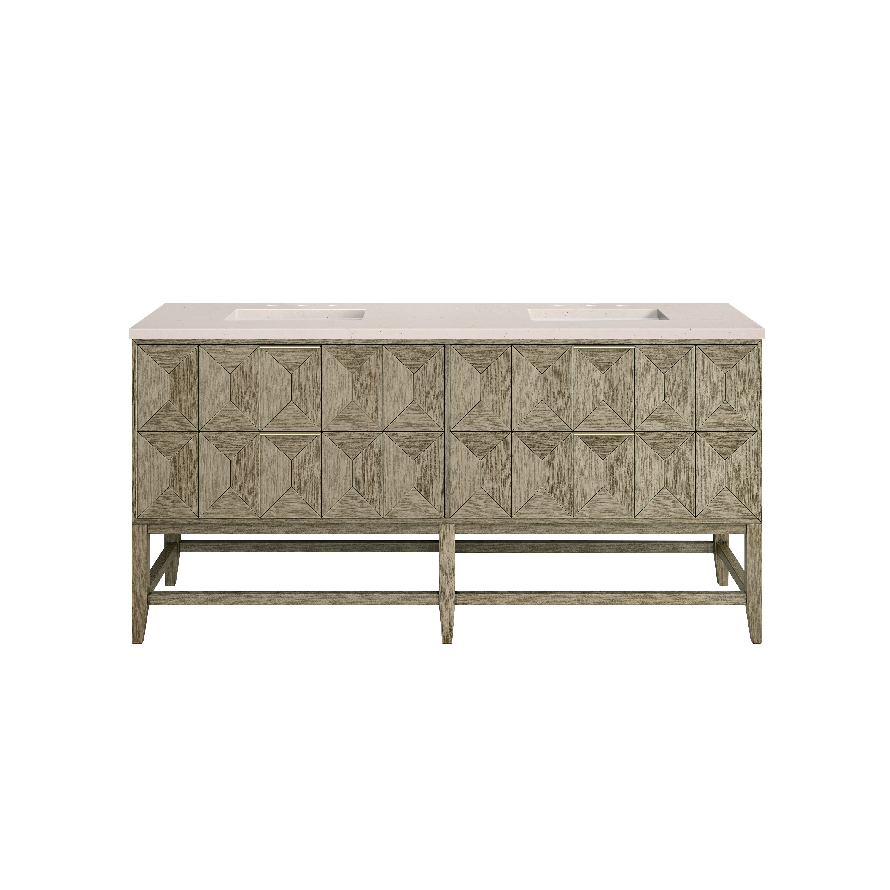 James Martin Emmeline 72" Double Vanity in Pebble Oak with 3cm Countertop