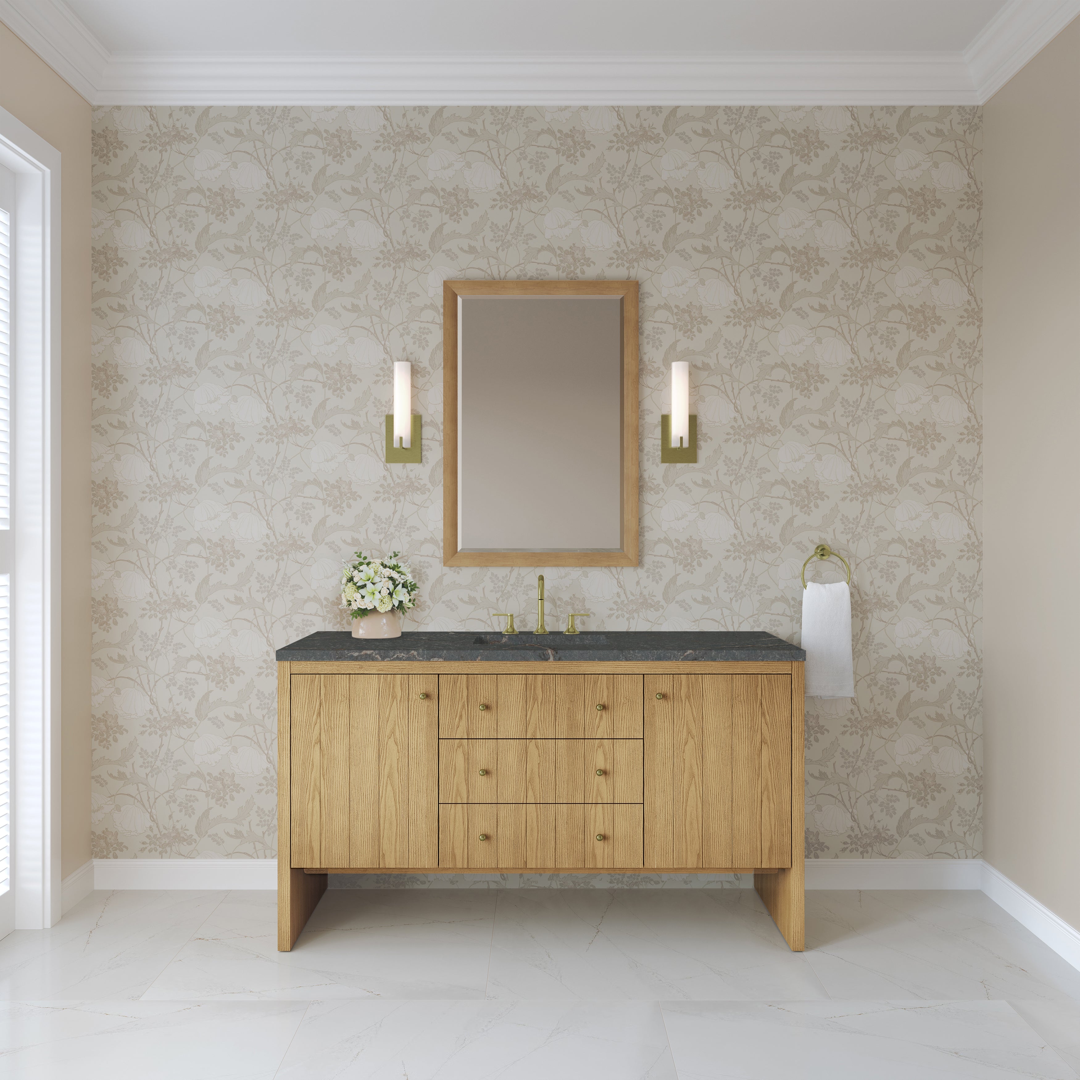 James Martin Hudson 60" Single Vanity in Light Natural Oak with 3cm Countertop and FreePower Wireless Charger