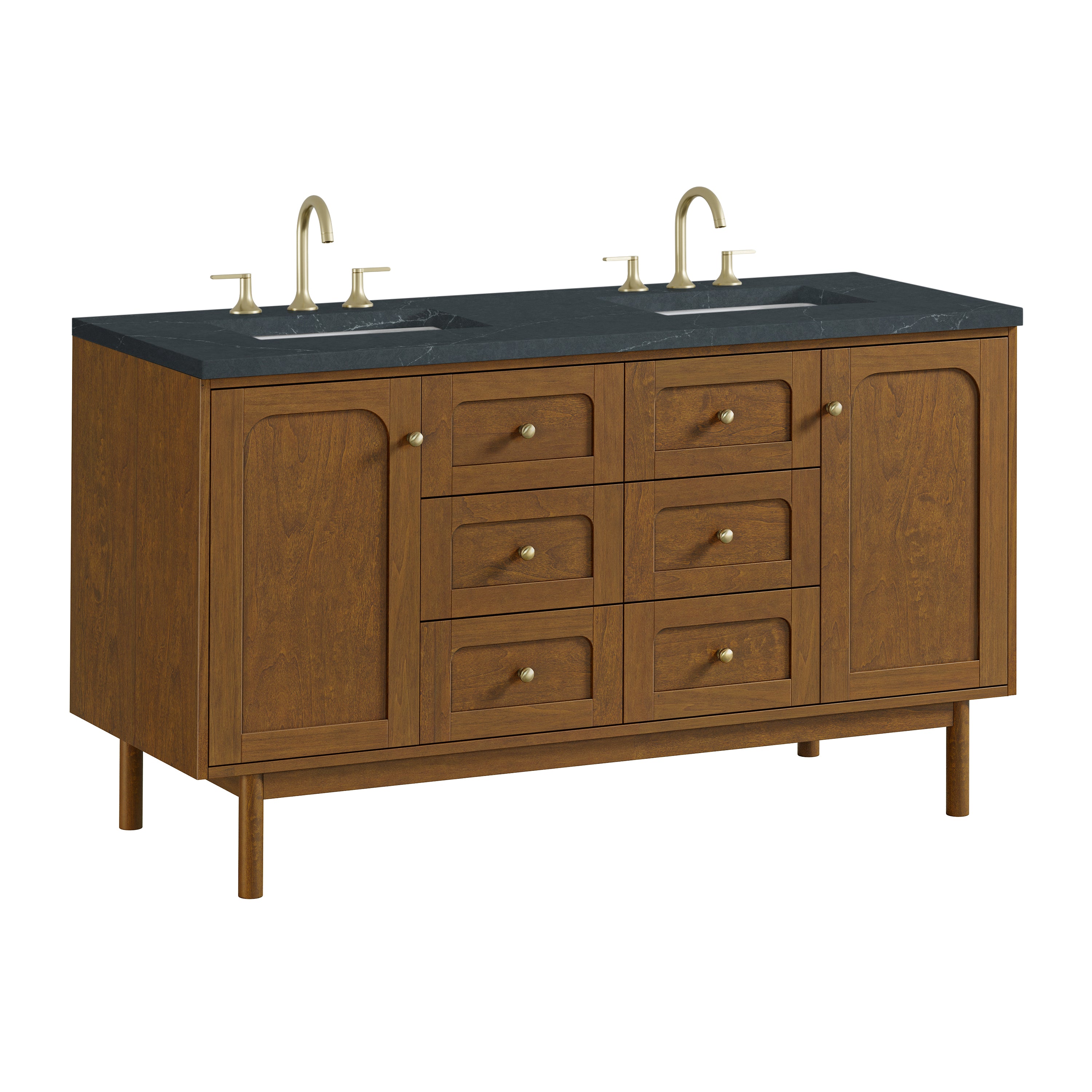 James Martin Laurent 60" Double Vanity in Honey Oak with 3cm Countertop