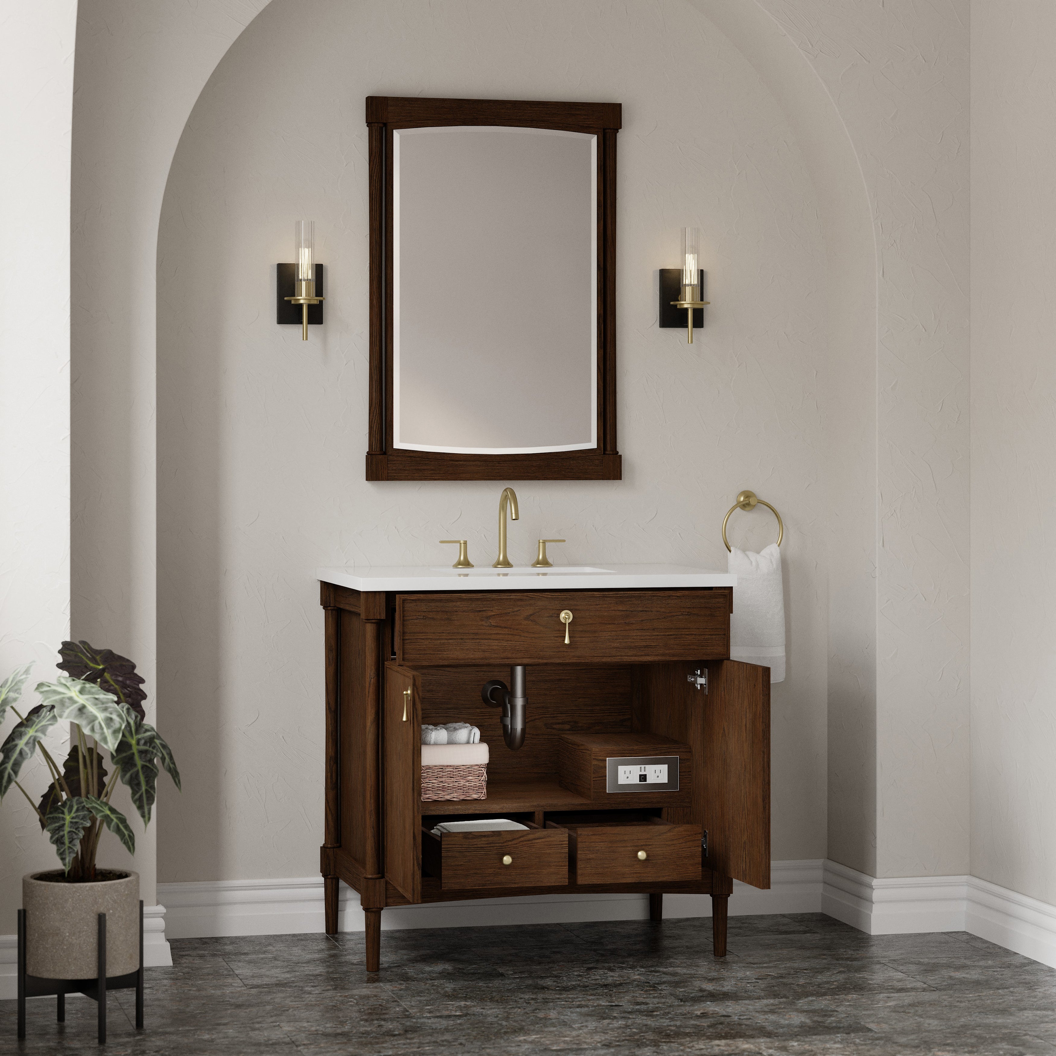 James Martin Kinnsden 36" Single Vanity in Sable Oak with 3cm Countertop