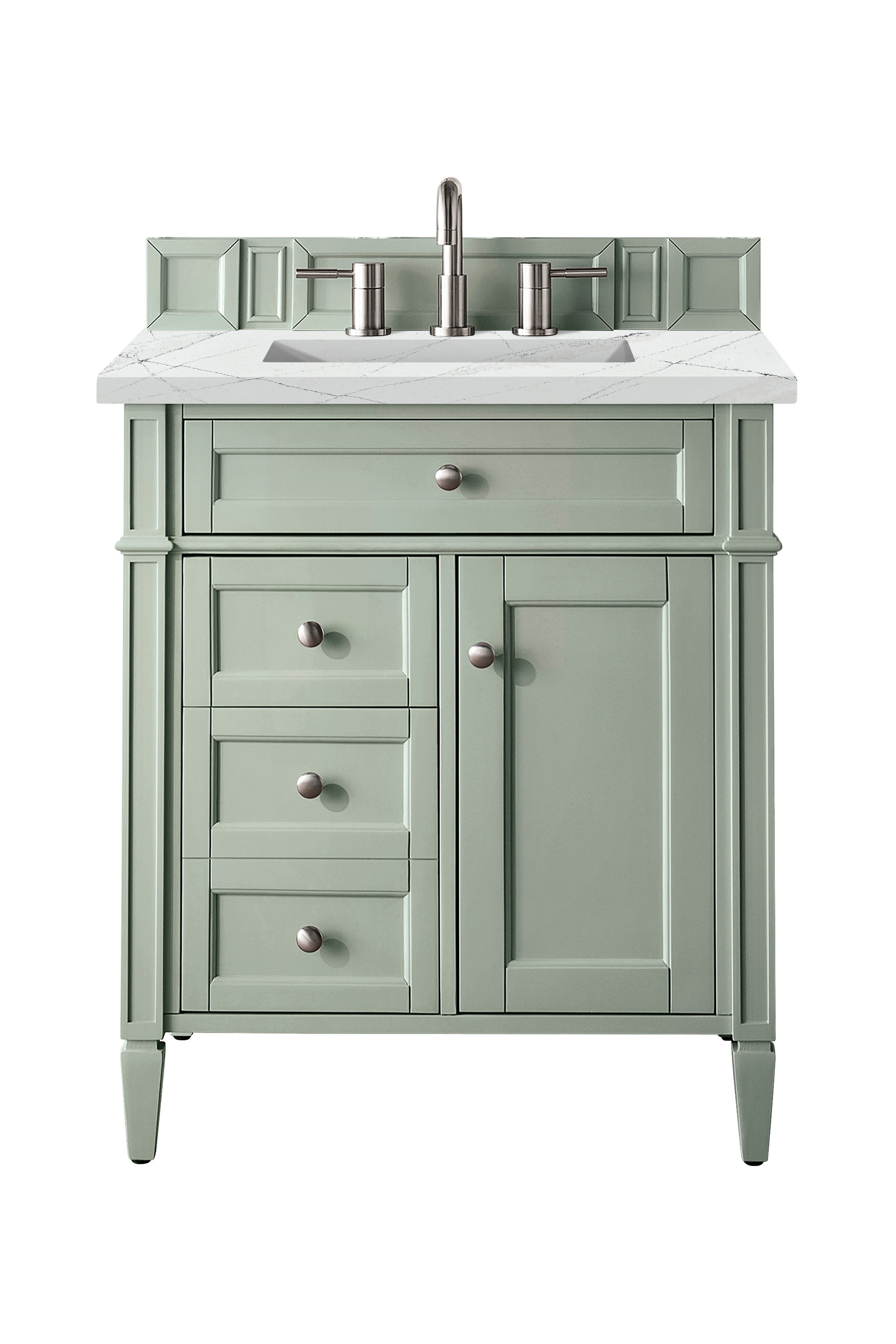 James Martin Brittany 30" Single Vanity in Sage Green with 3cm Countertop