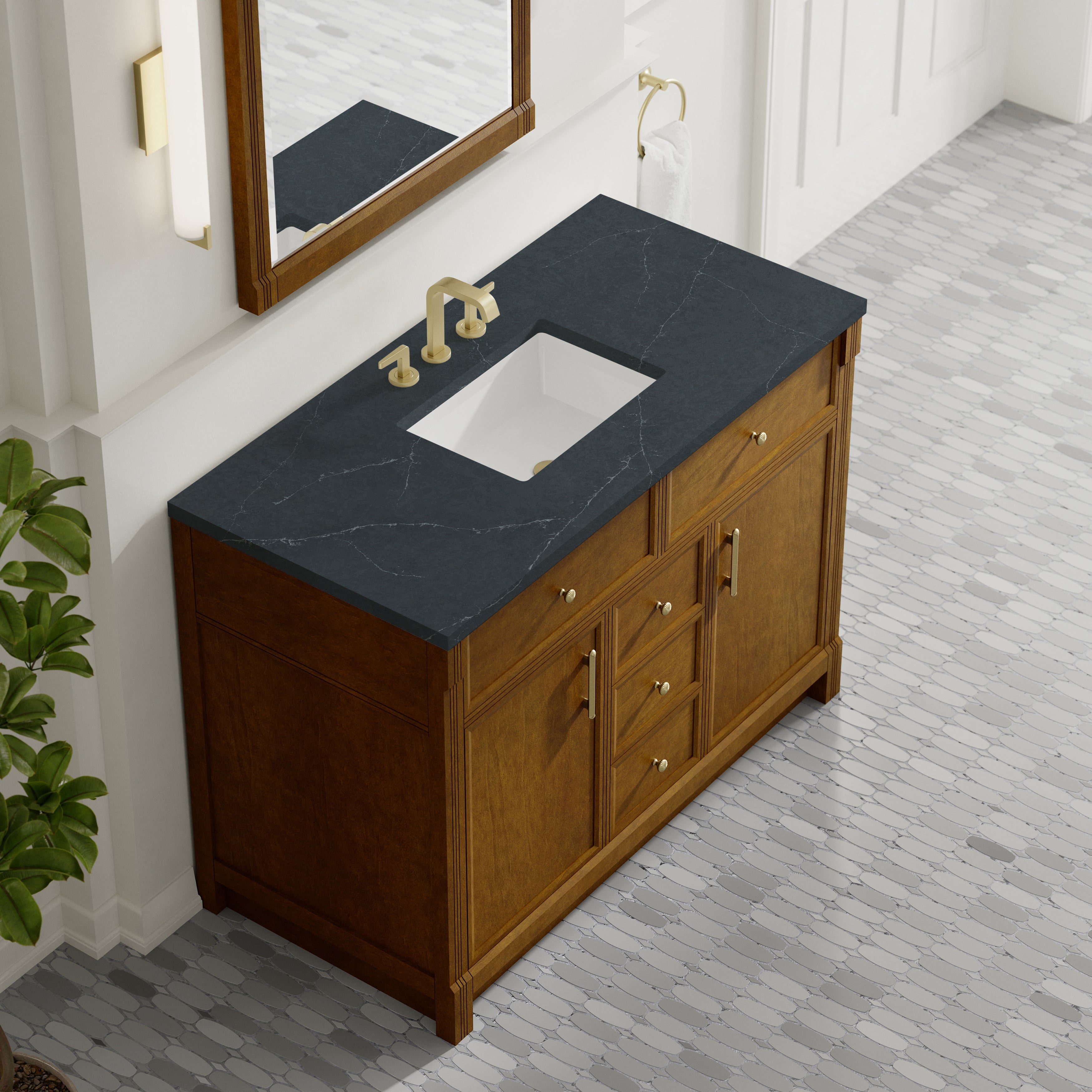 James Martin Bellshire 48" Single Vanity in Honey Oak with 3cm Countertop