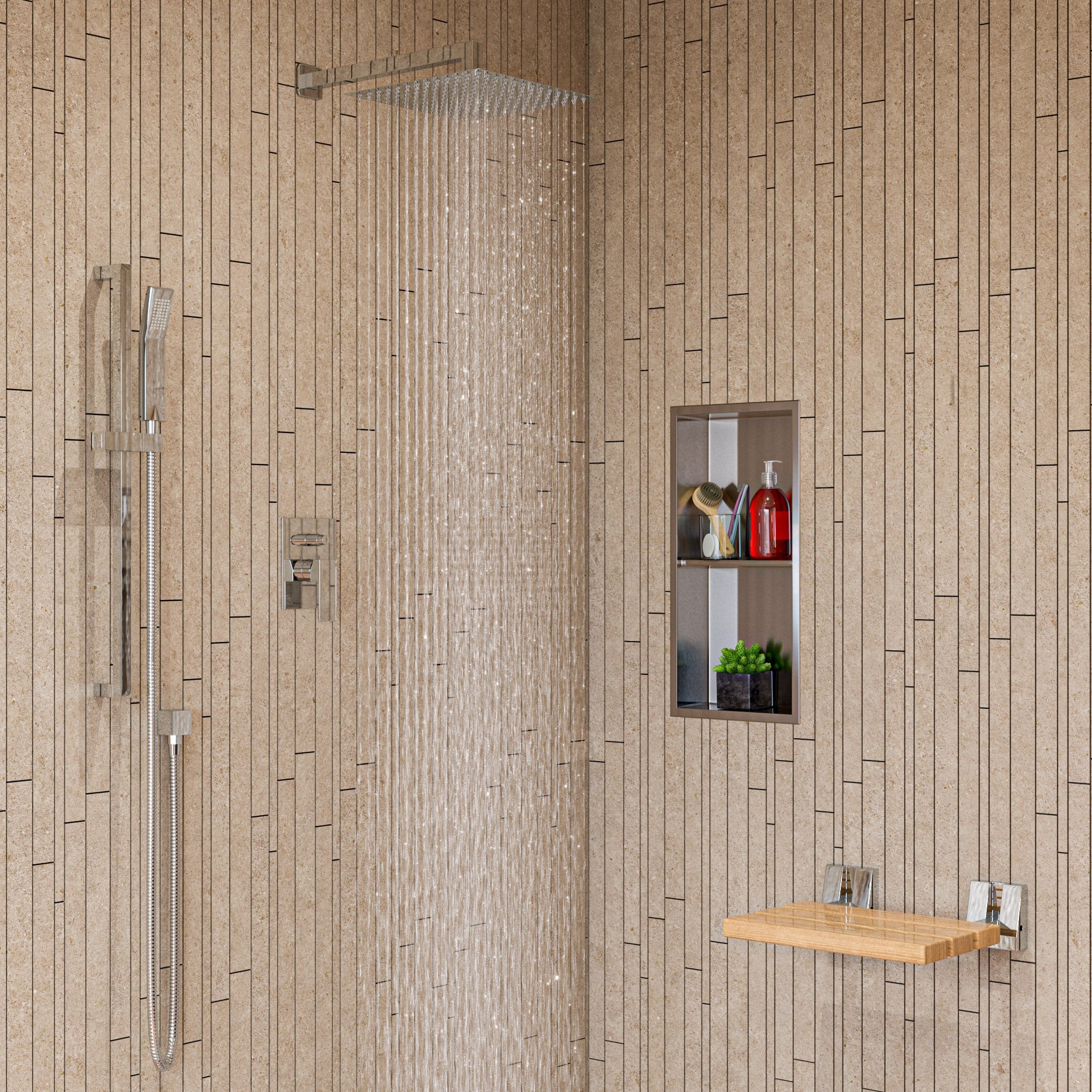 ALFI brand AB7606 Square Sliding Rail Hand Shower Set