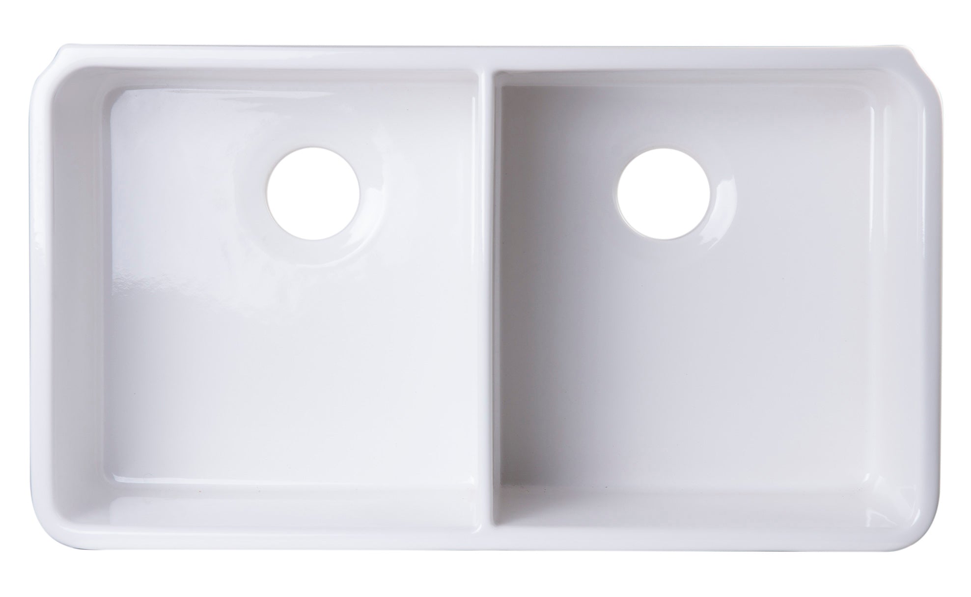ALFI brand AB512 AB512-W White 32" Double Bowl Lip Apron Fireclay Farmhouse Kitchen Sink with 1 3/4" Lip