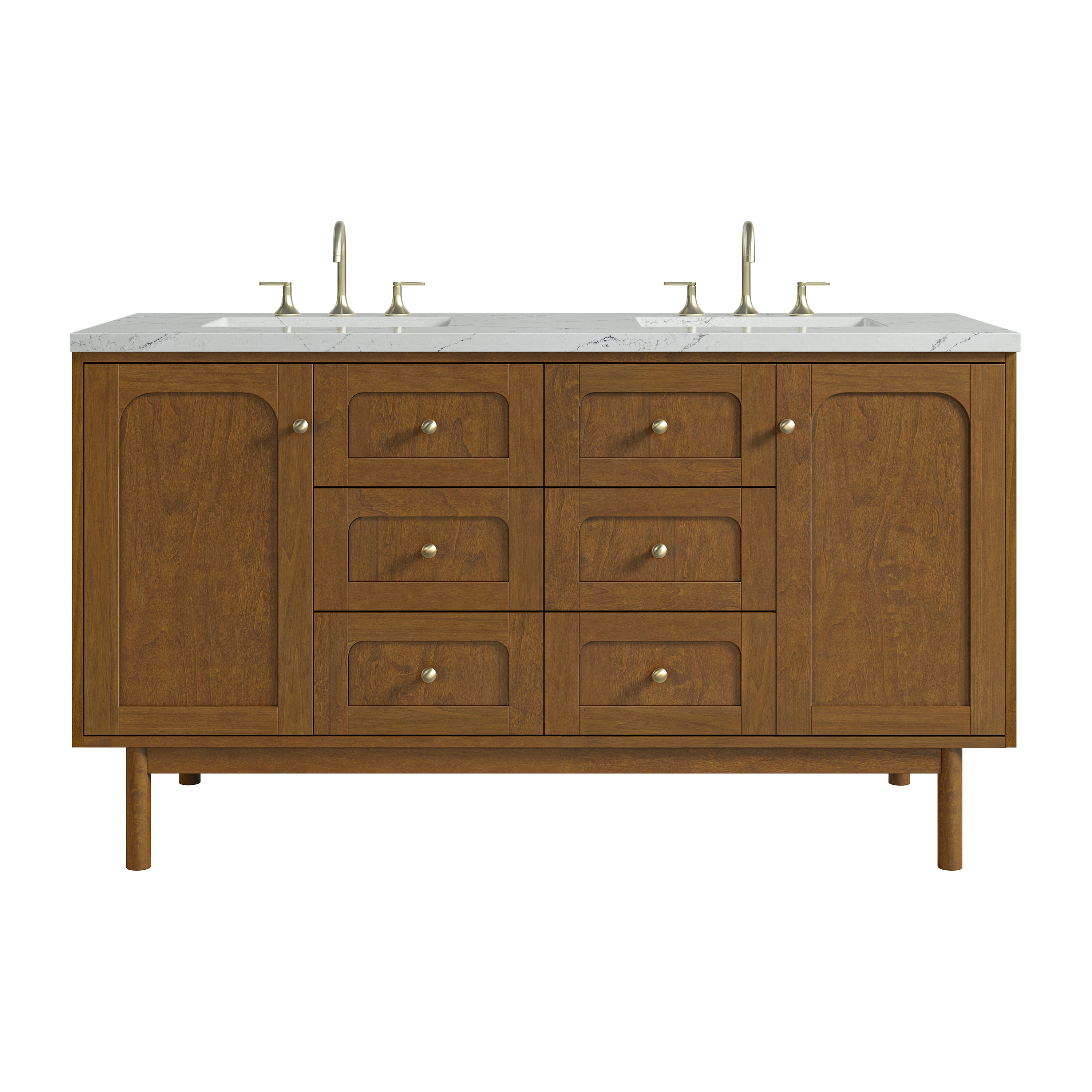 James Martin Laurent 60" Double Vanity in Honey Oak with 3cm Countertop