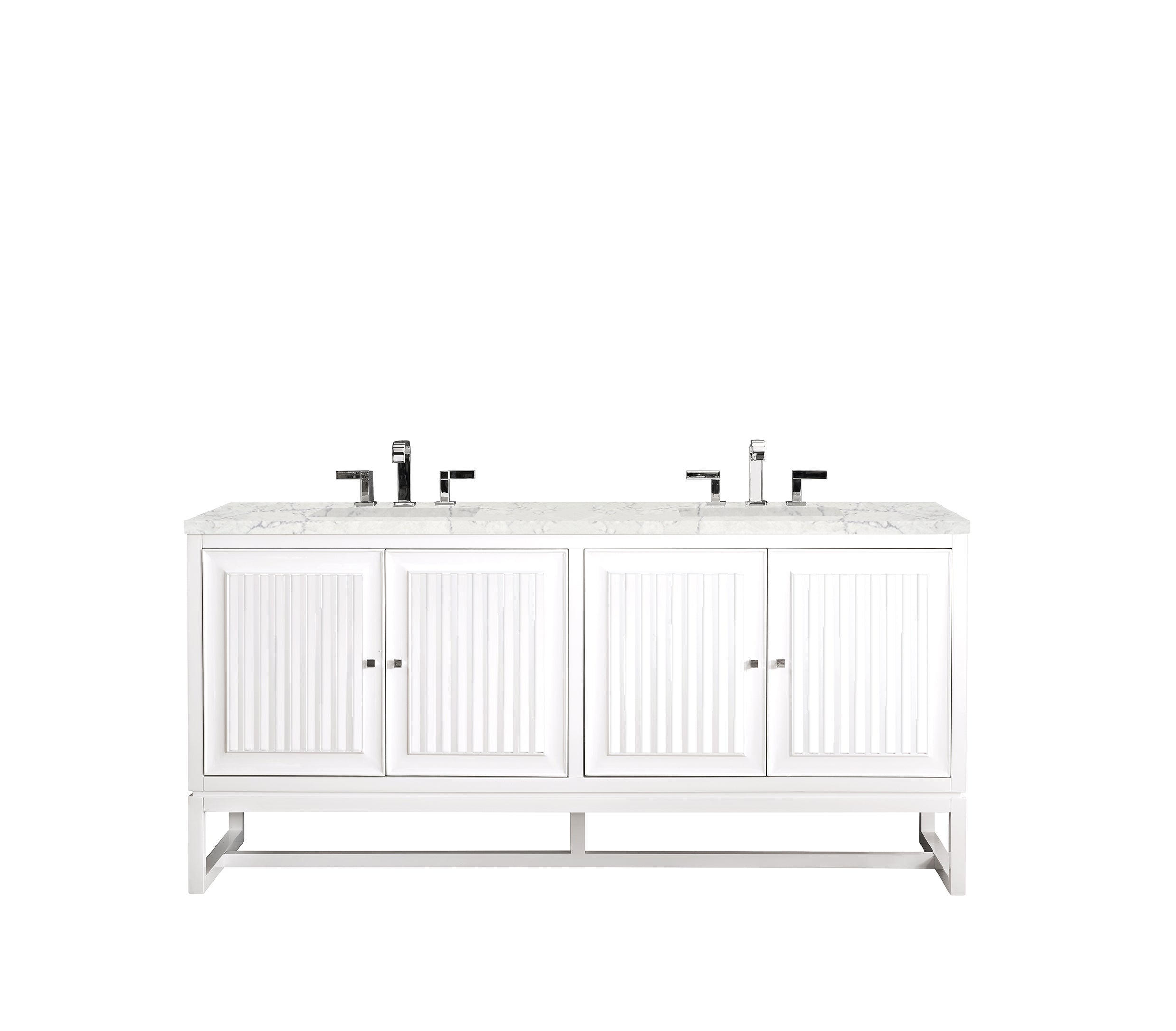 James Martin Athens 72" Double Vanity in Glossy White with 3cm Countertop