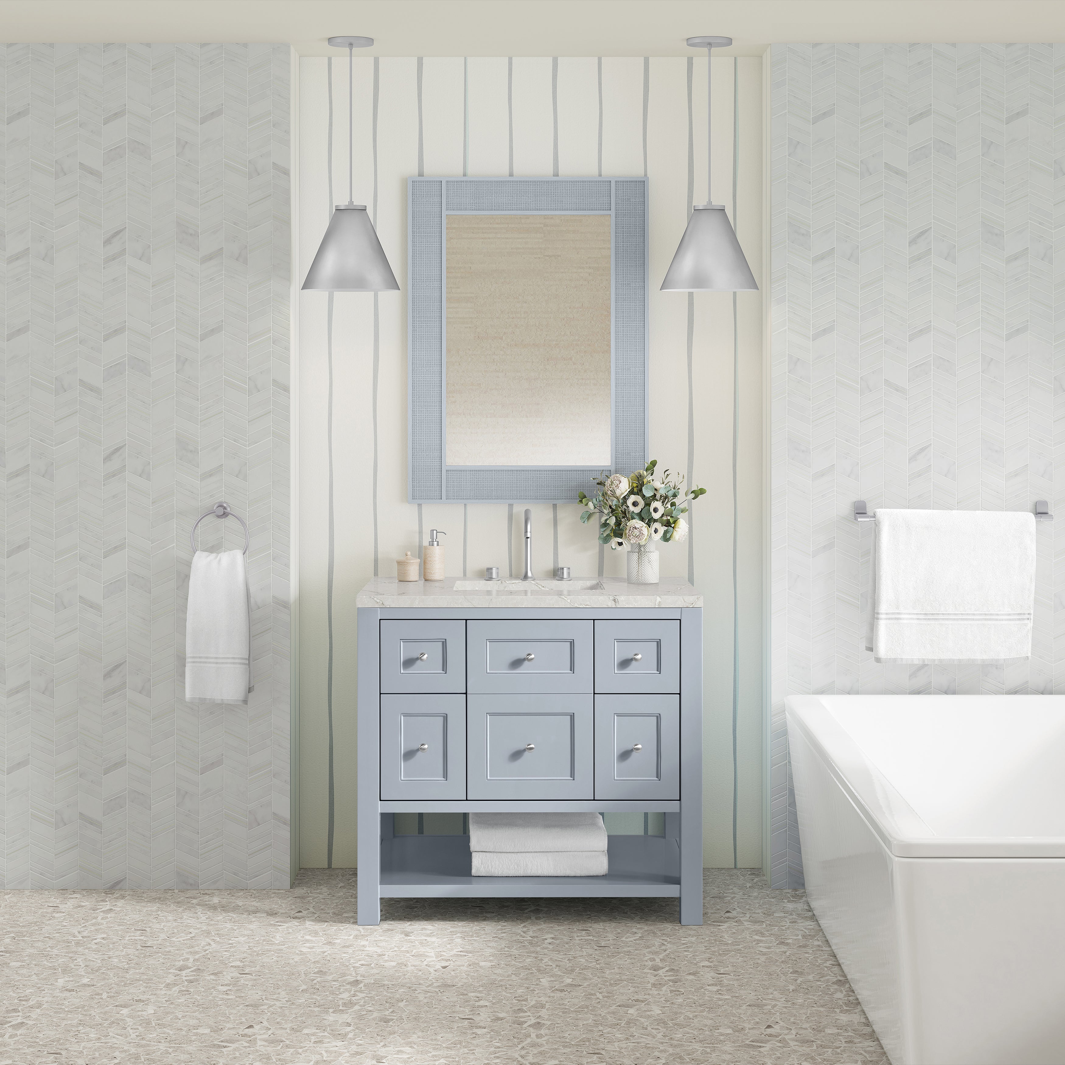 James Martin Breckenridge 36" Single in Serenity Blue with 3cm Countertop