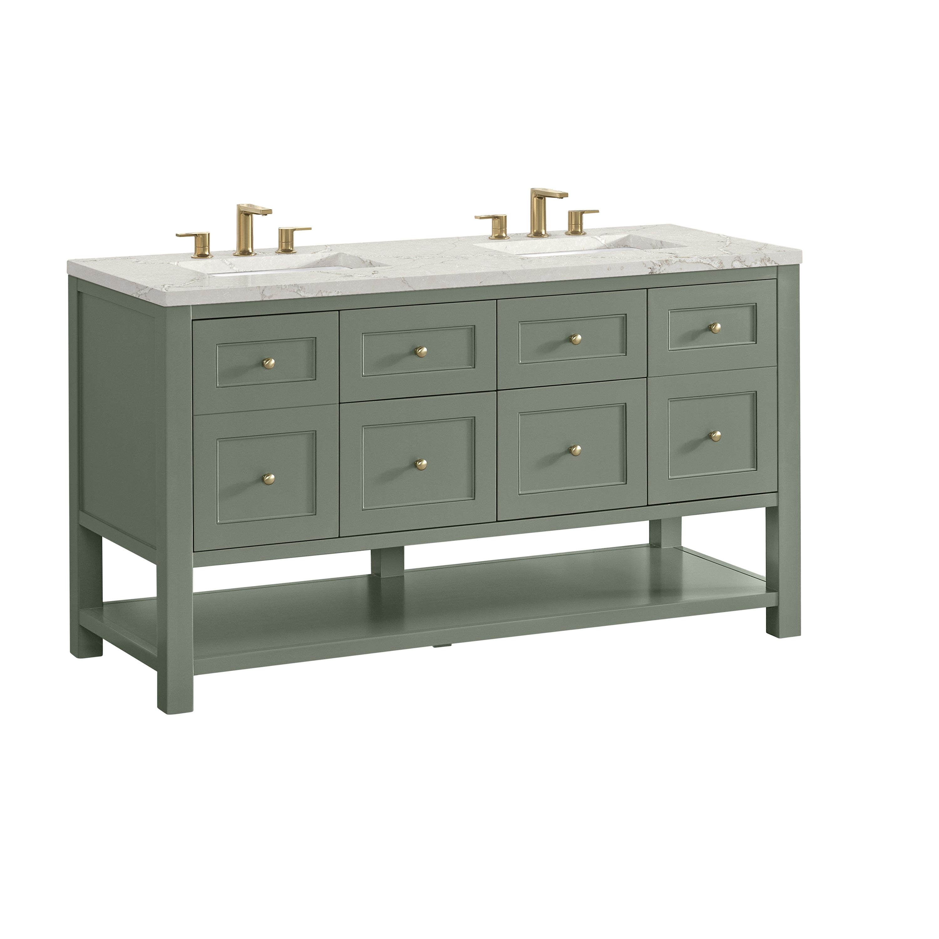 James Martin Breckenridge 60" Double Vanity in Smokey Celadon with 3cm Countertop