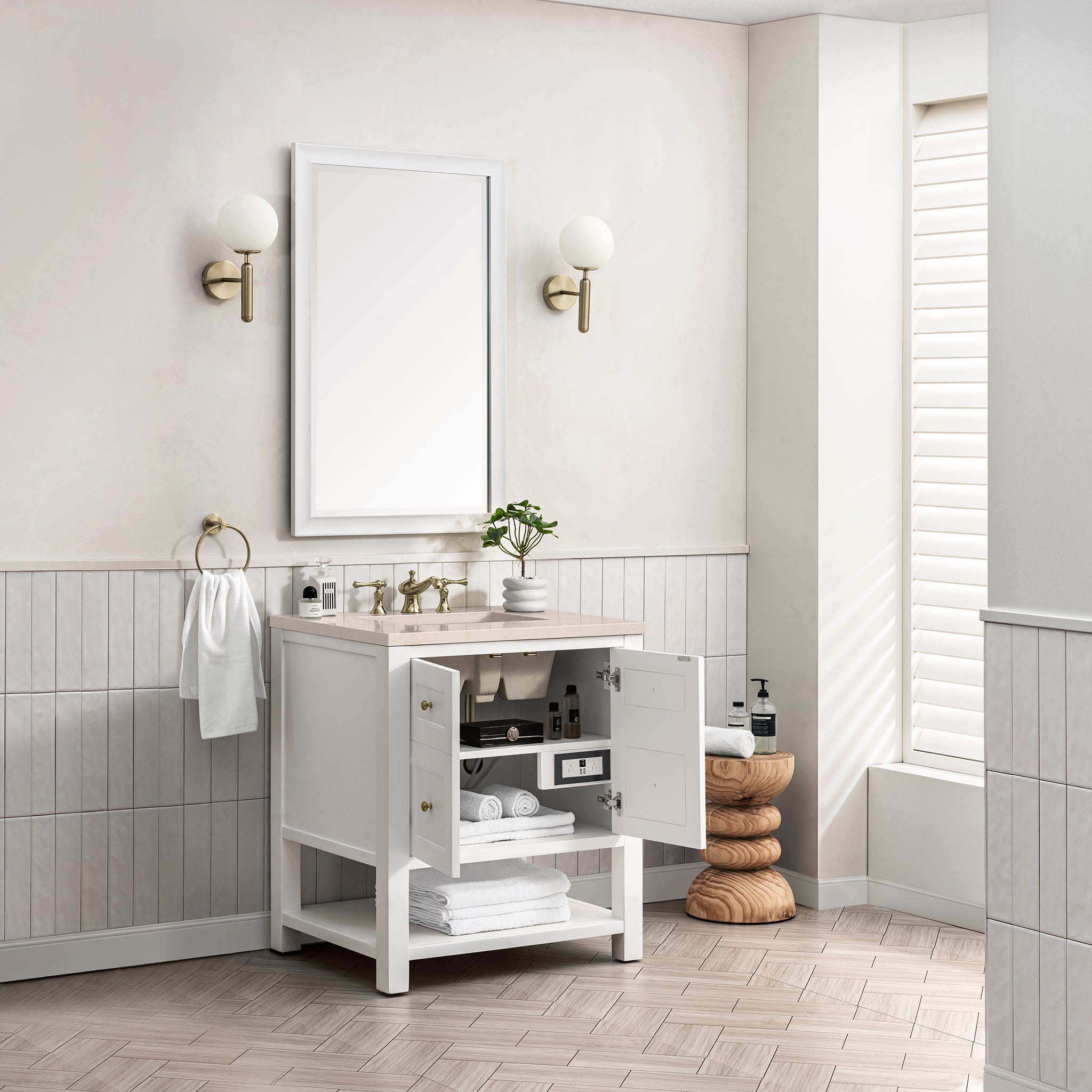 James Martin Breckenridge 30" Single Vanity in Bright White with 3cm Countertop