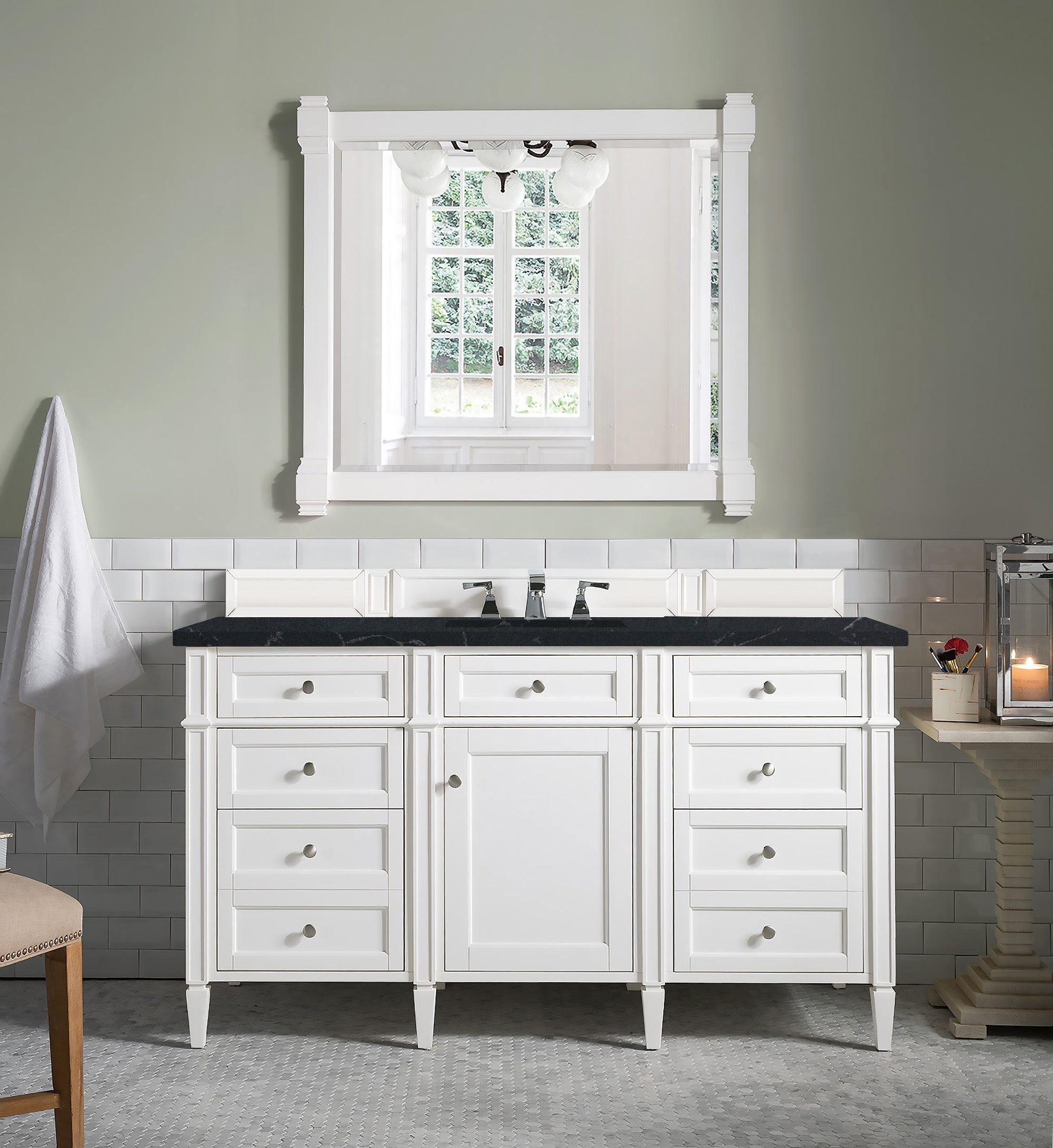 James Martin Brittany 60" Single Vanity in Bright White with 3cm Countertop