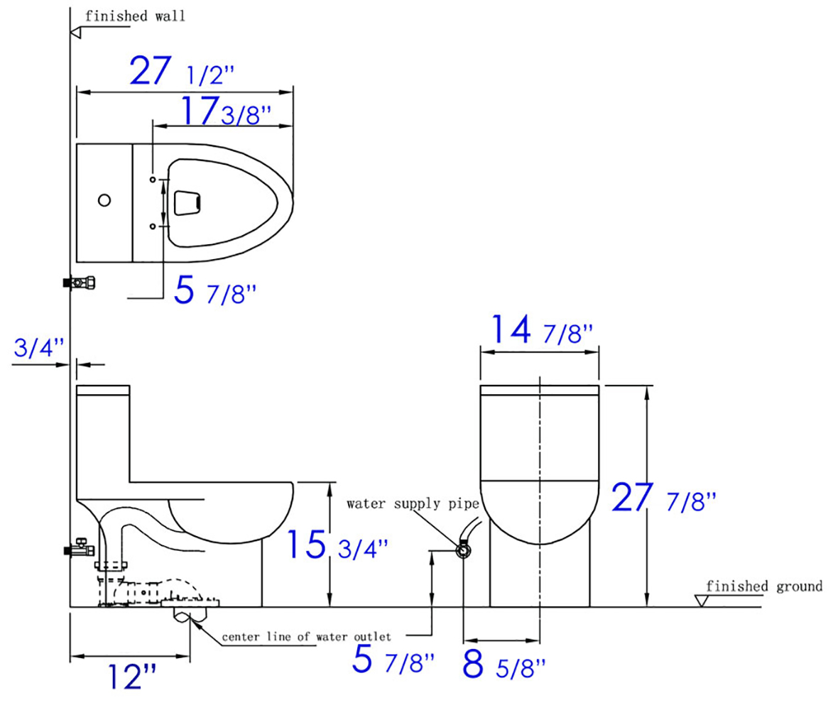 EAGO TB359 DUAL FLUSH ONE PIECE  HIGH EFFICIENCY LOW FLUSH CERAMIC TOILET