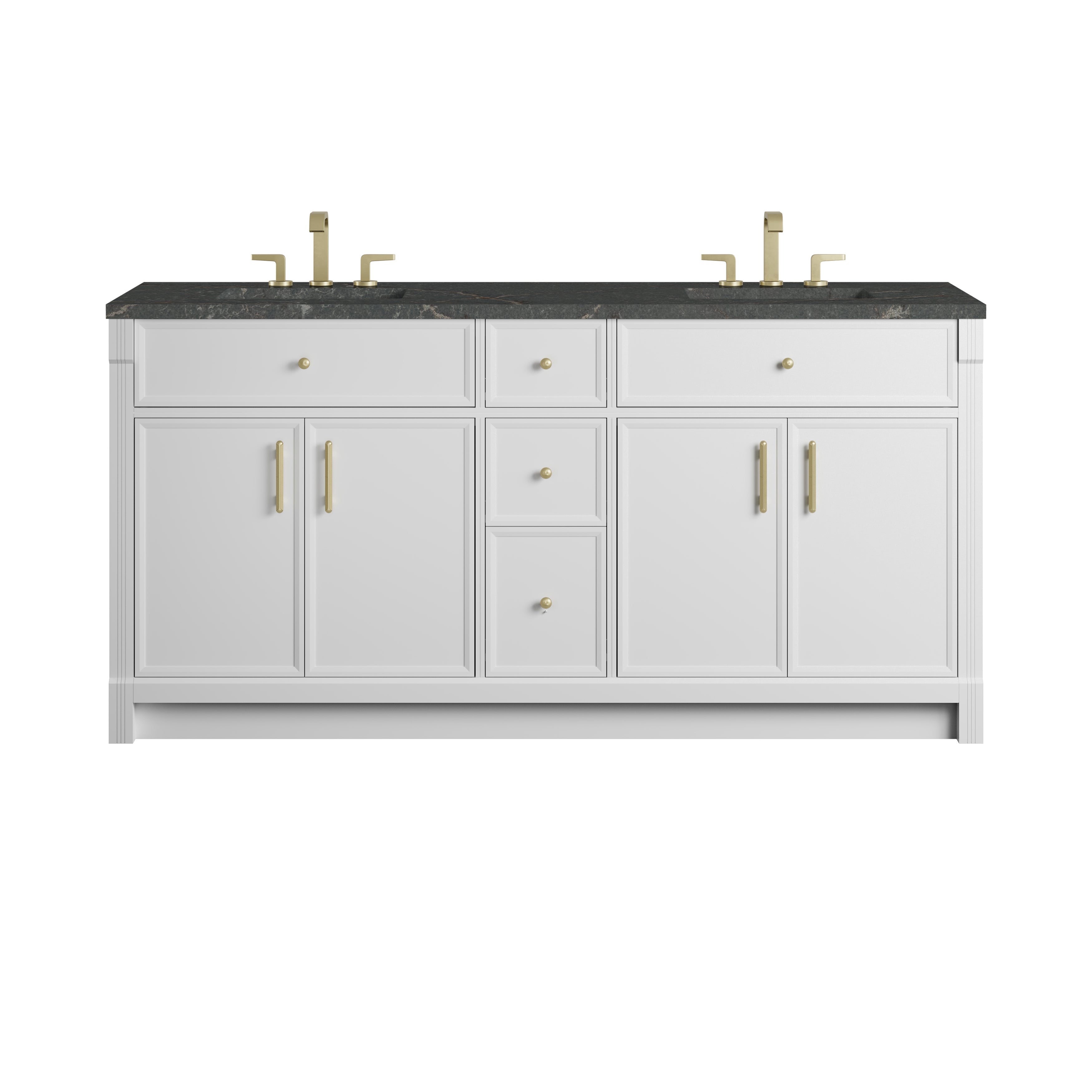 James Martin Bellshire 72" Double Vanity in Bright White with 3cm Countertop and FreePower Wireless Charger