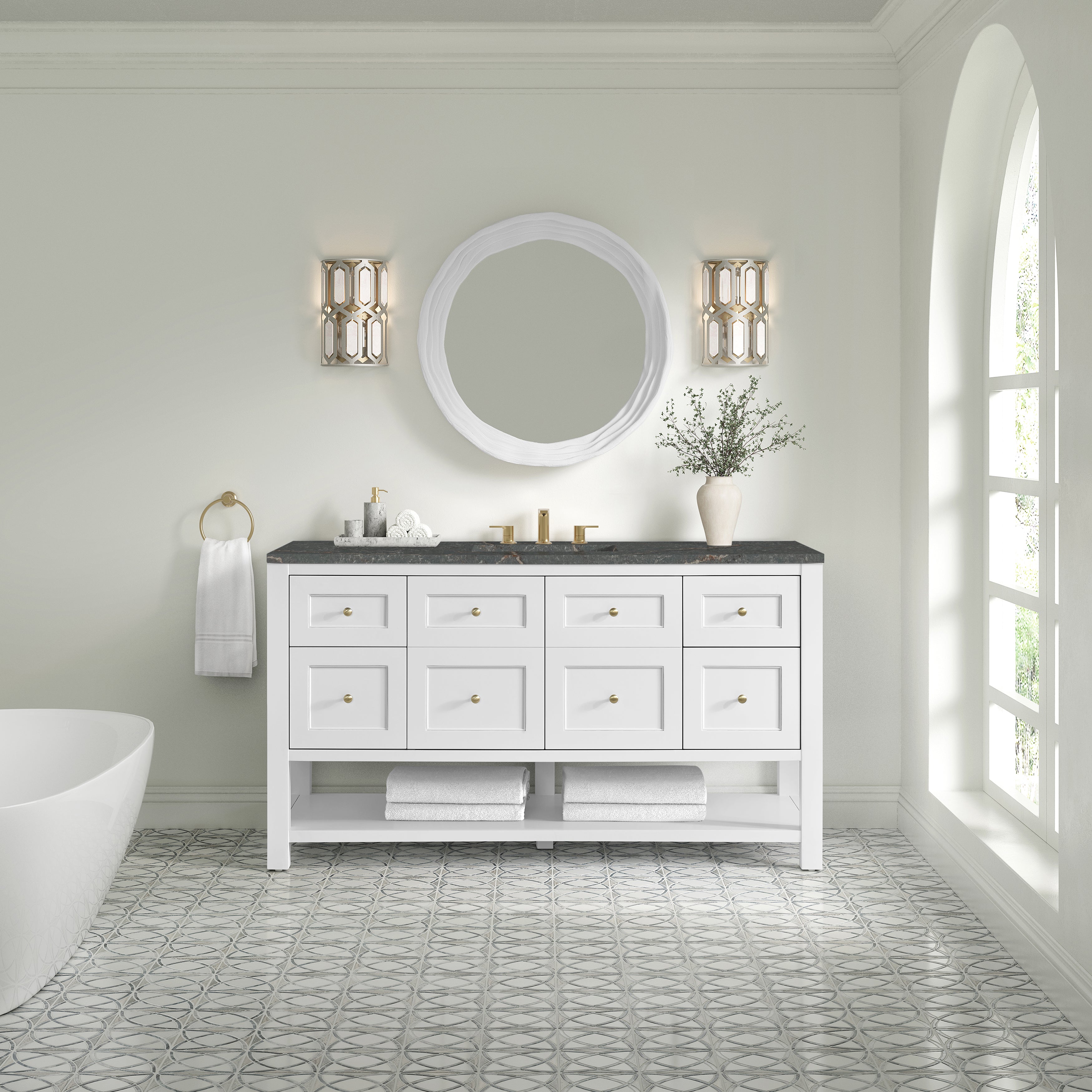 James Martin Breckenridge 60" Single Vanity in Bright White with 3cm Countertop