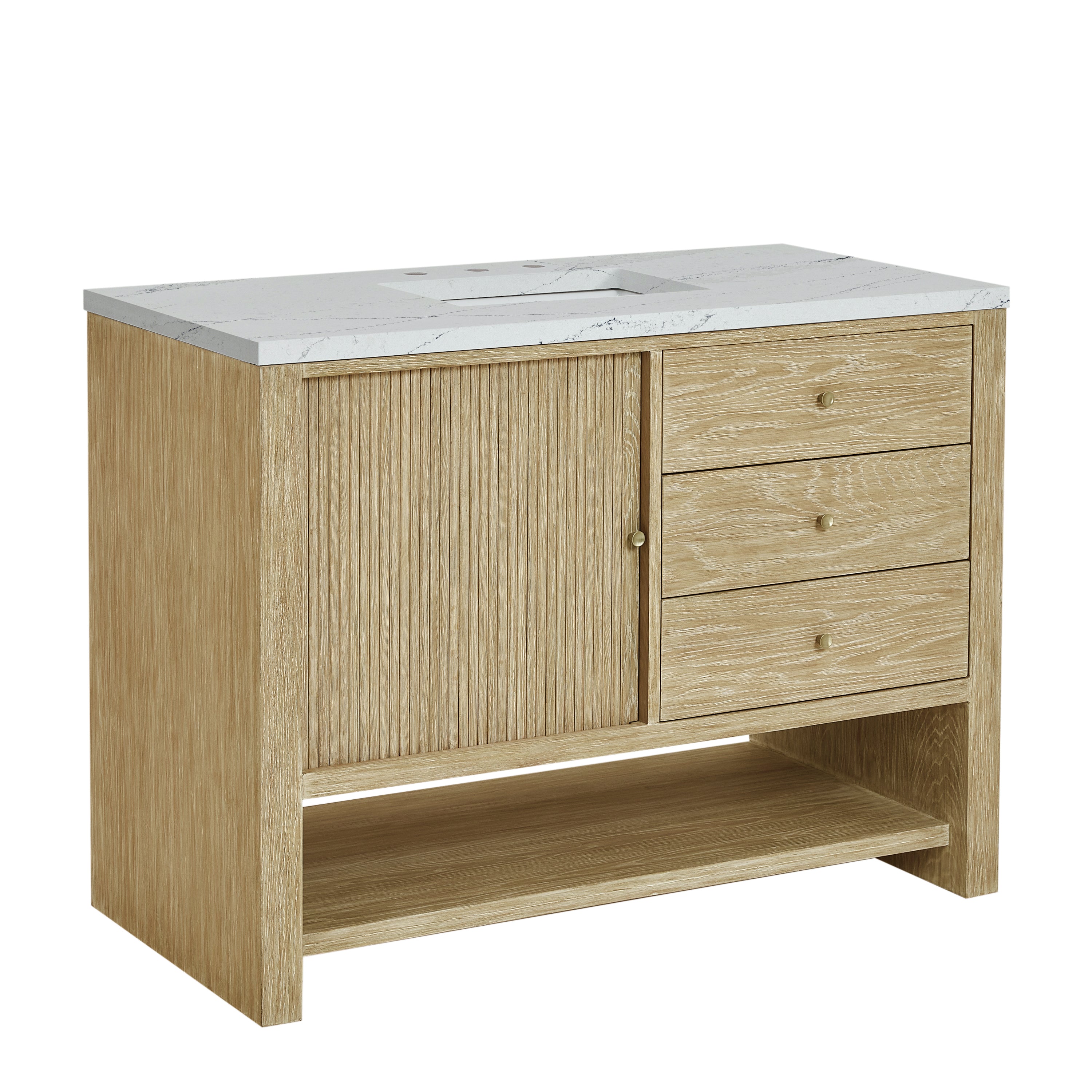 James Martin Marigot 48" Single Vanity in Sunwashed Oak with 3cm Countertop and FreePower Wireless Charger