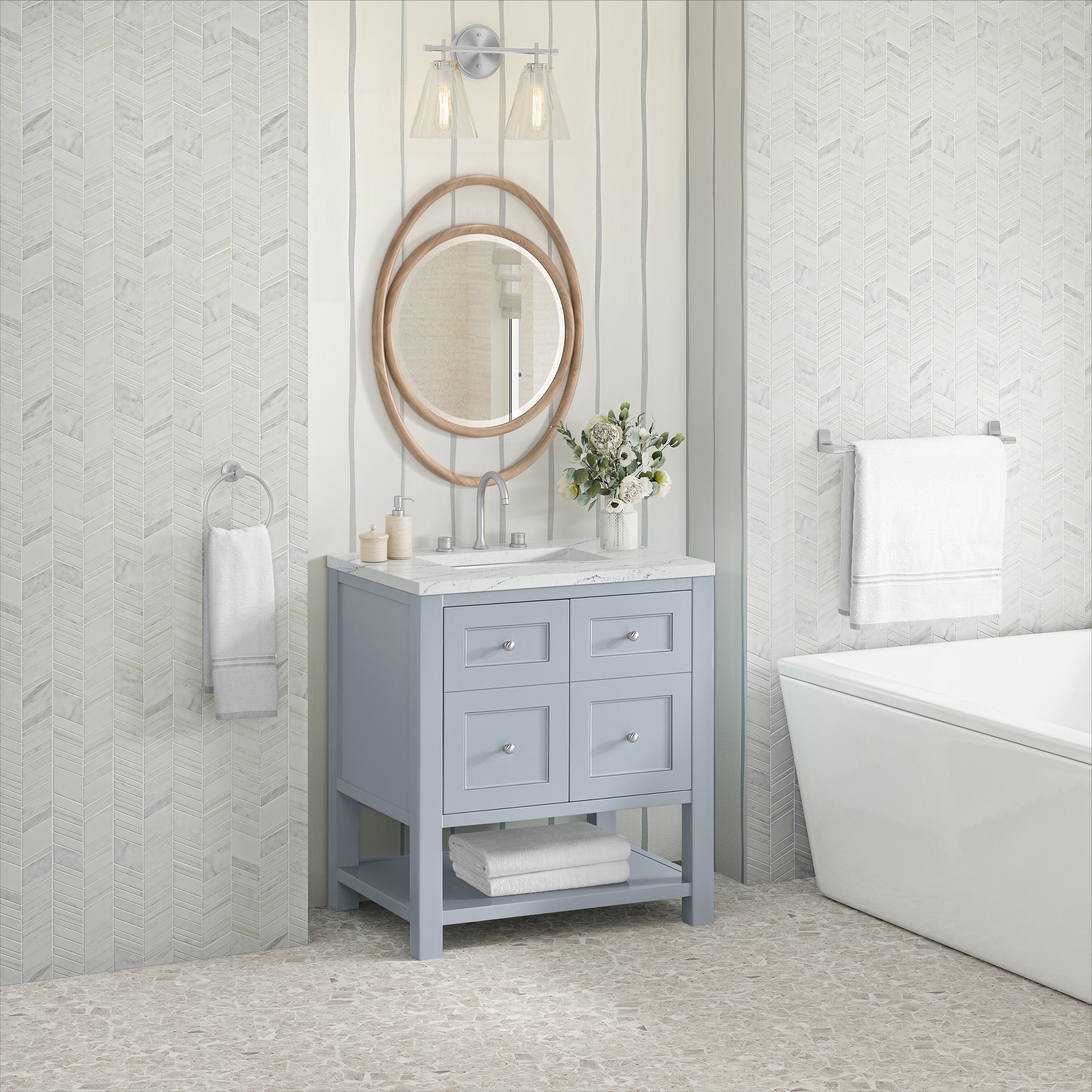 James Martin Breckenridge 30" Single in Serenity Blue with 3cm Countertop