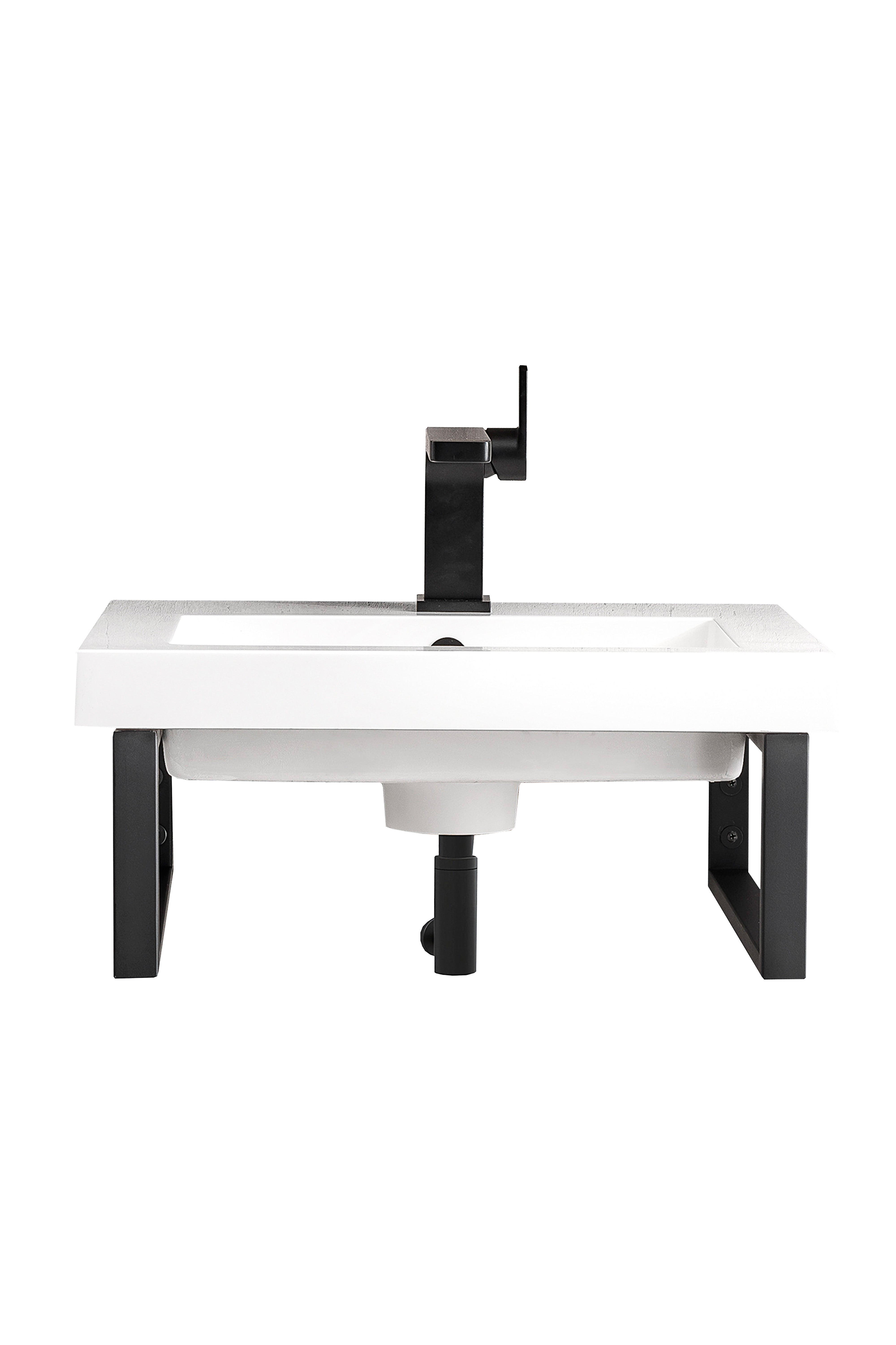 James Martin Two Boston 15.25" Wall Brackets with 20" White Glossy Composite Stone Top