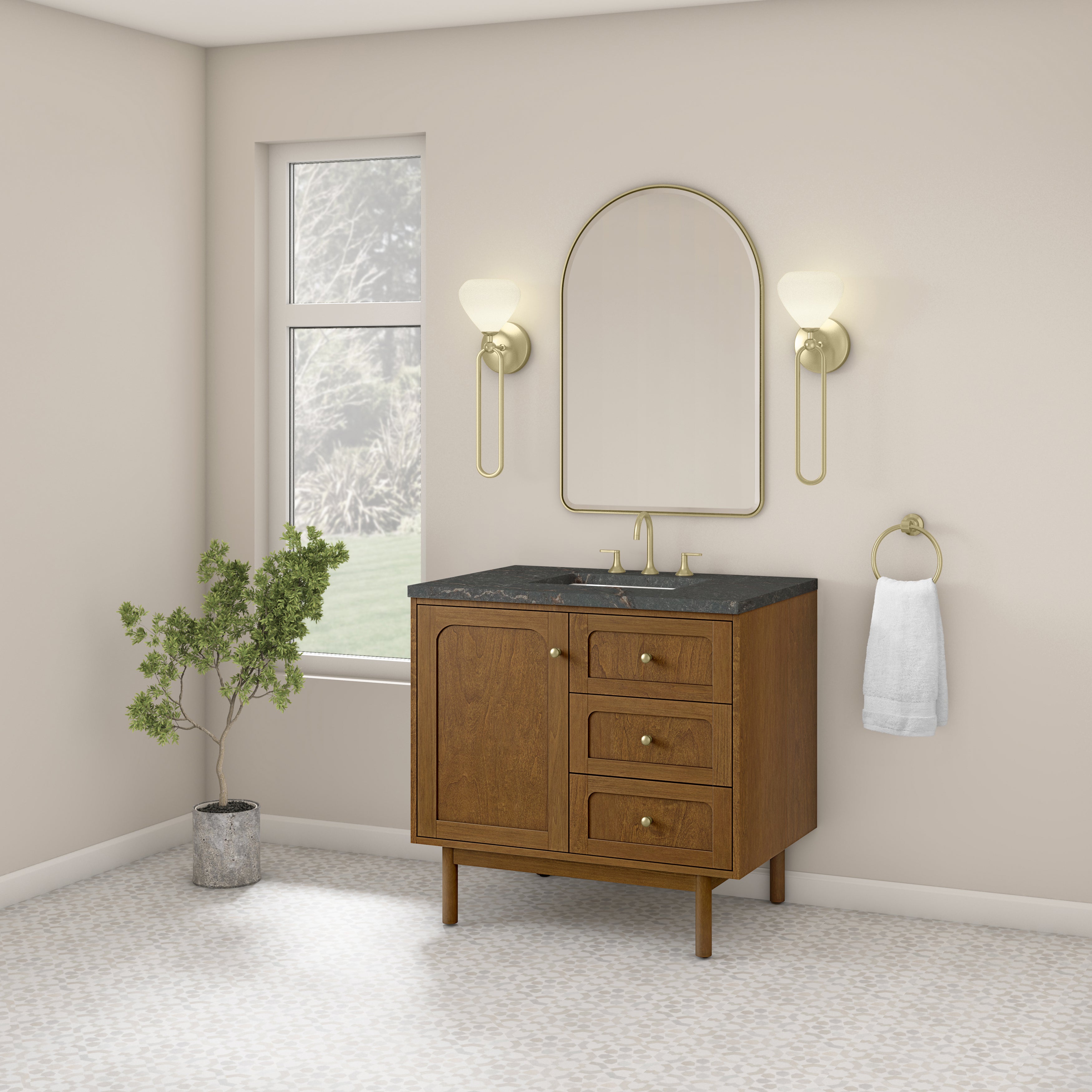 James Martin Laurent 36" Single Vanity in Honey Oak with 3cm Countertop