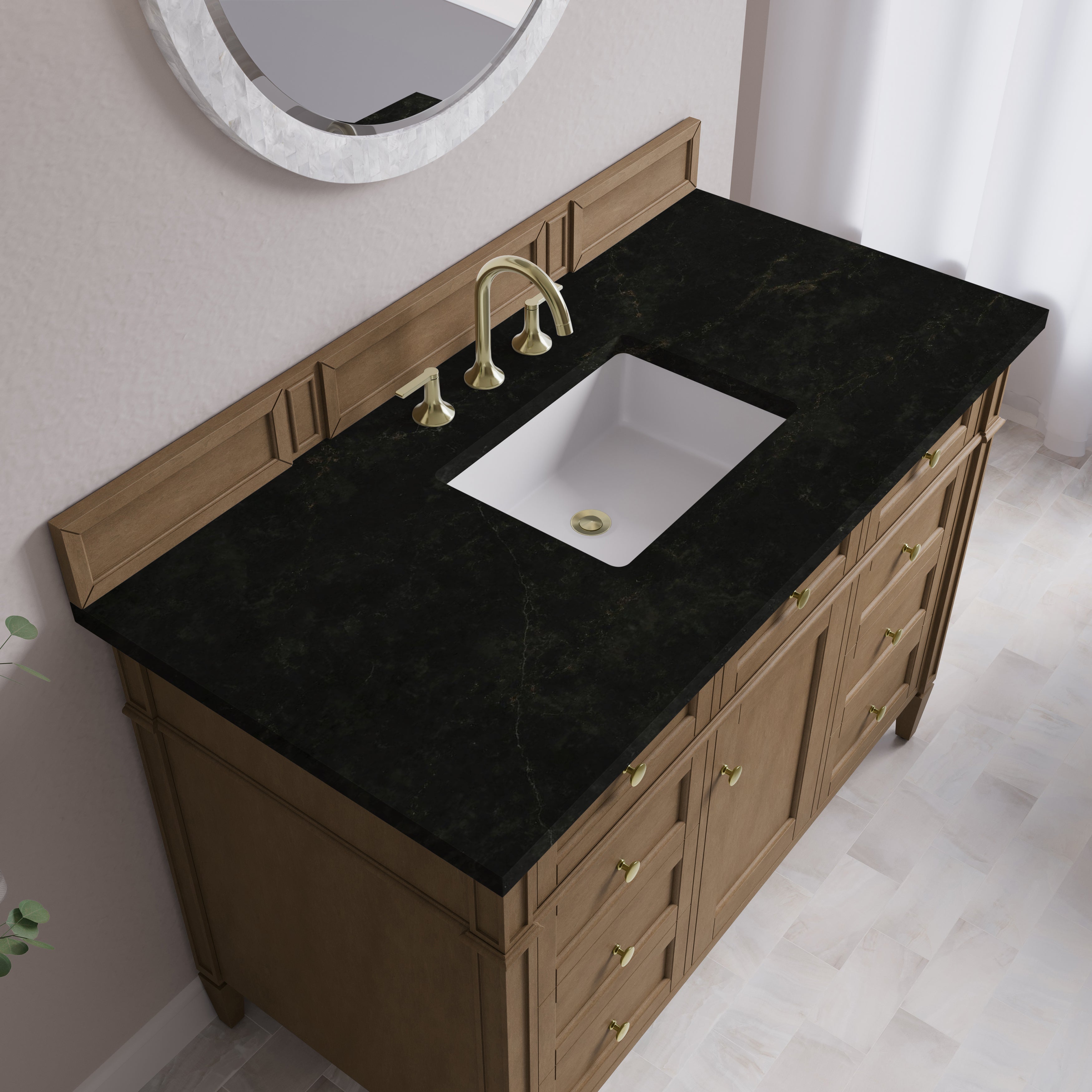 James Martin Brittany 48" Single Vanity in Pecan with 3cm Countertop