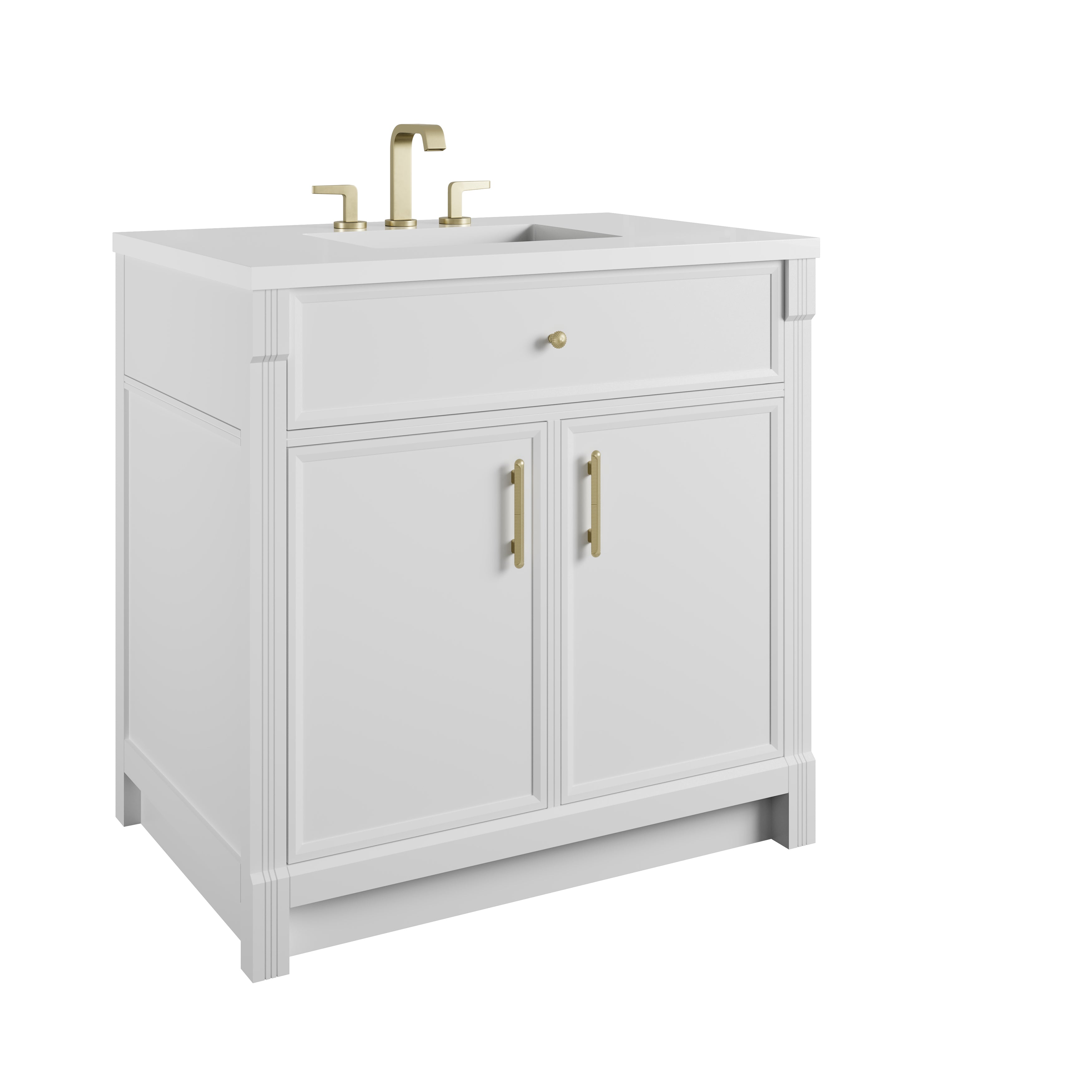 James Martin Bellshire 36" Single Vanity in Bright White with 3cm Countertop