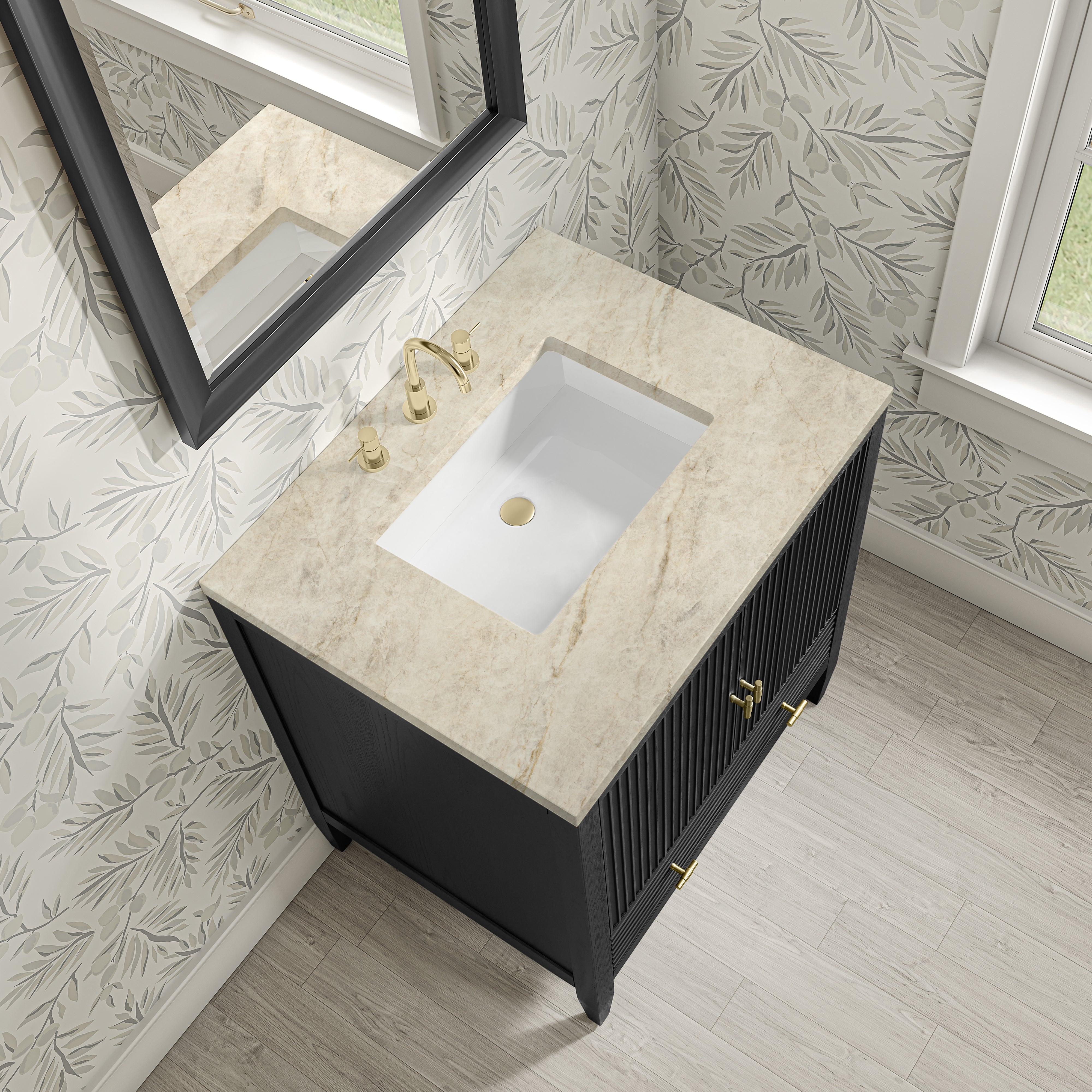 James Martin Myrrin 30" Single Vanity in Carbon Oak with 3cm Countertop