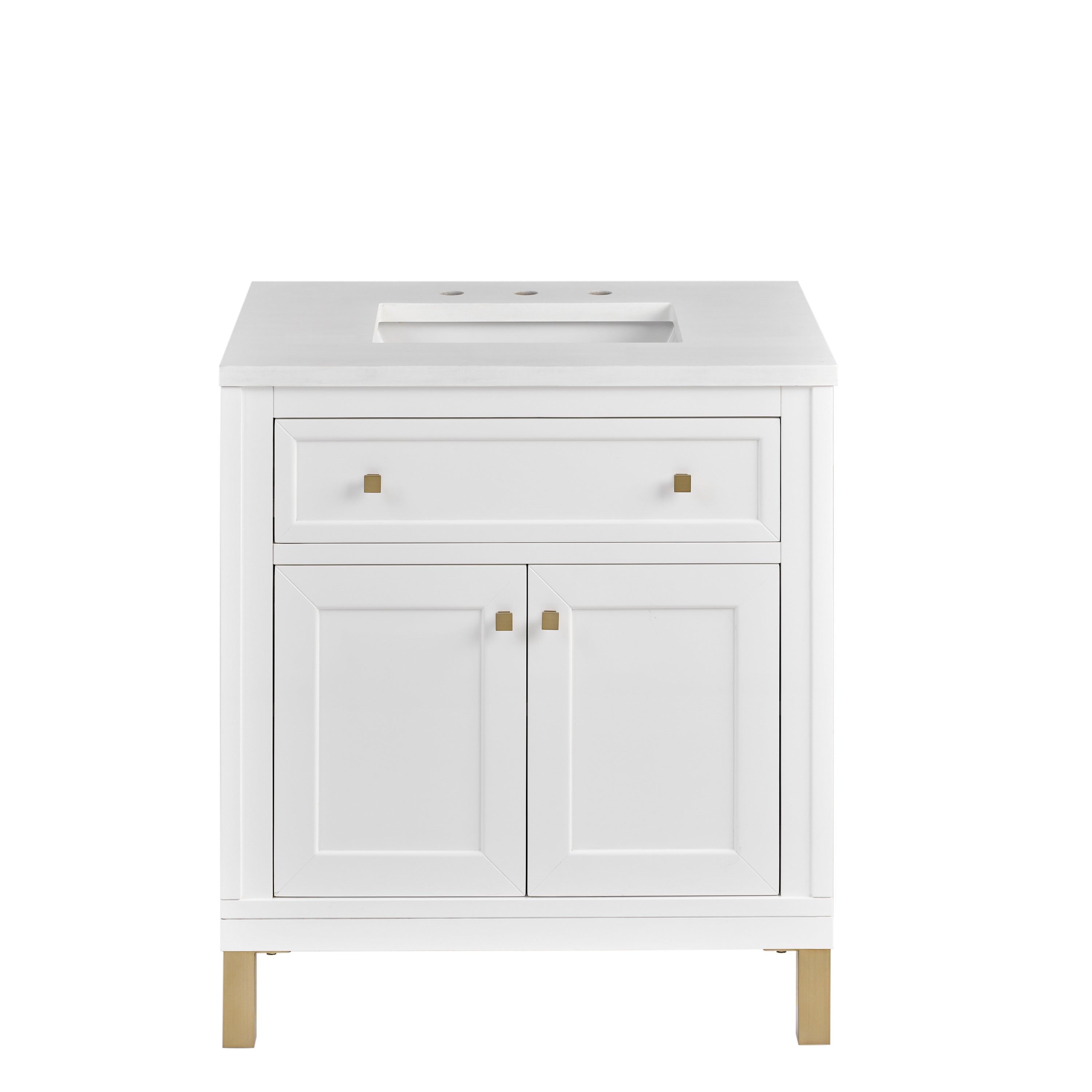 James Martin Chicago 30" Single Vanity in Glossy White with 3cm Countertop