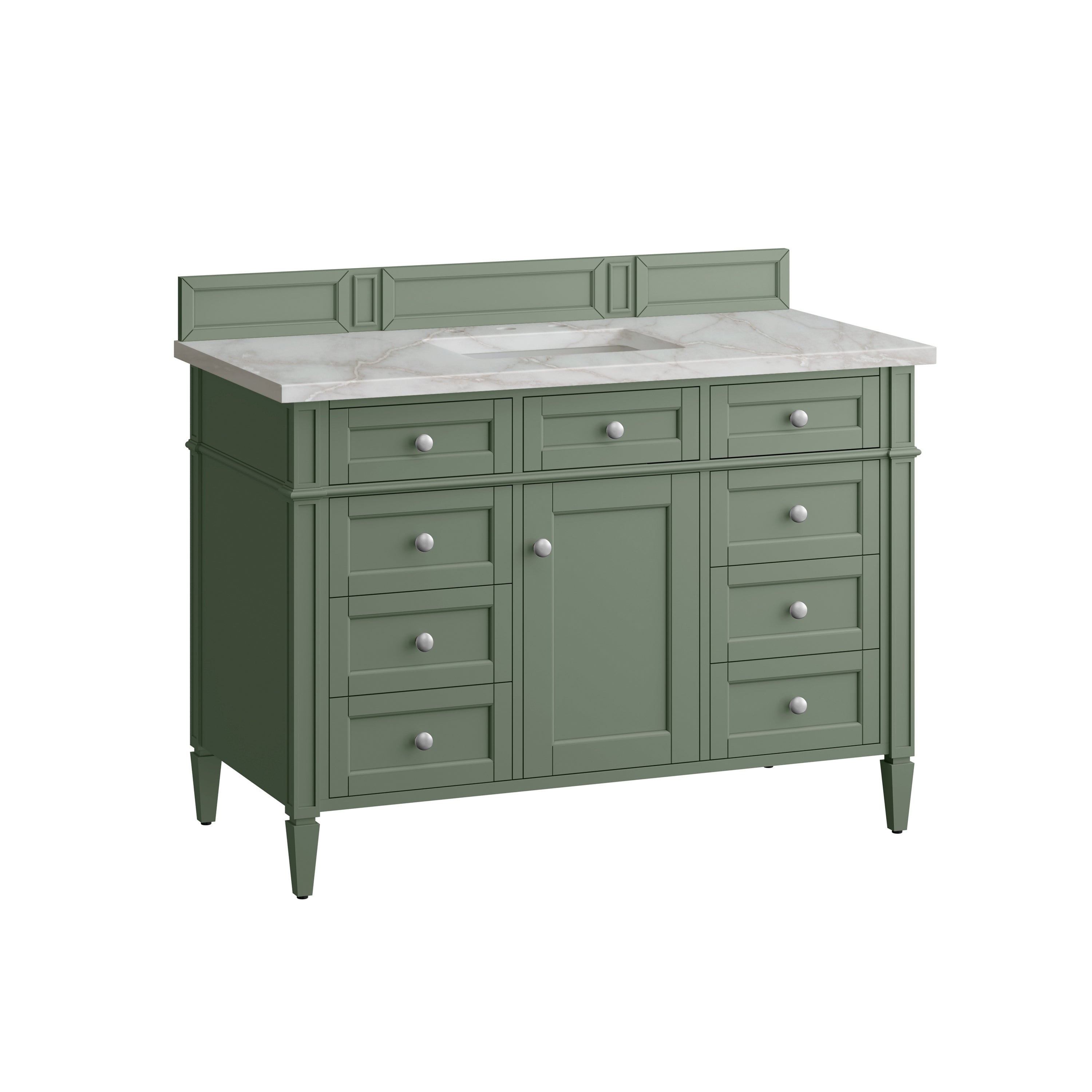 James Martin Brittany 48" Single Vanity in Smokey Celadon with 3cm Countertop and FreePower Wireless Charger