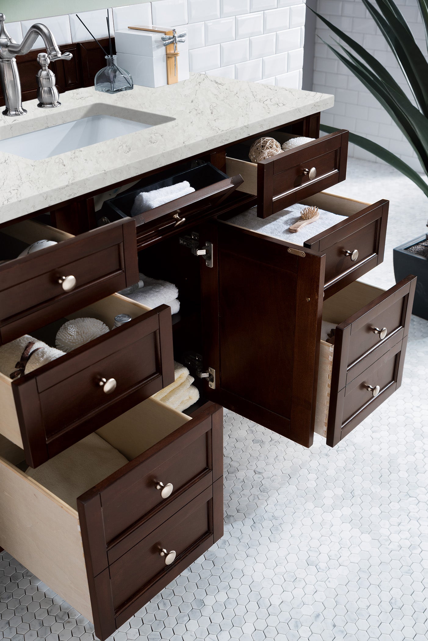 James Martin Brittany 48" Single Vanity in Burnished Mahogany with 3cm Countertop