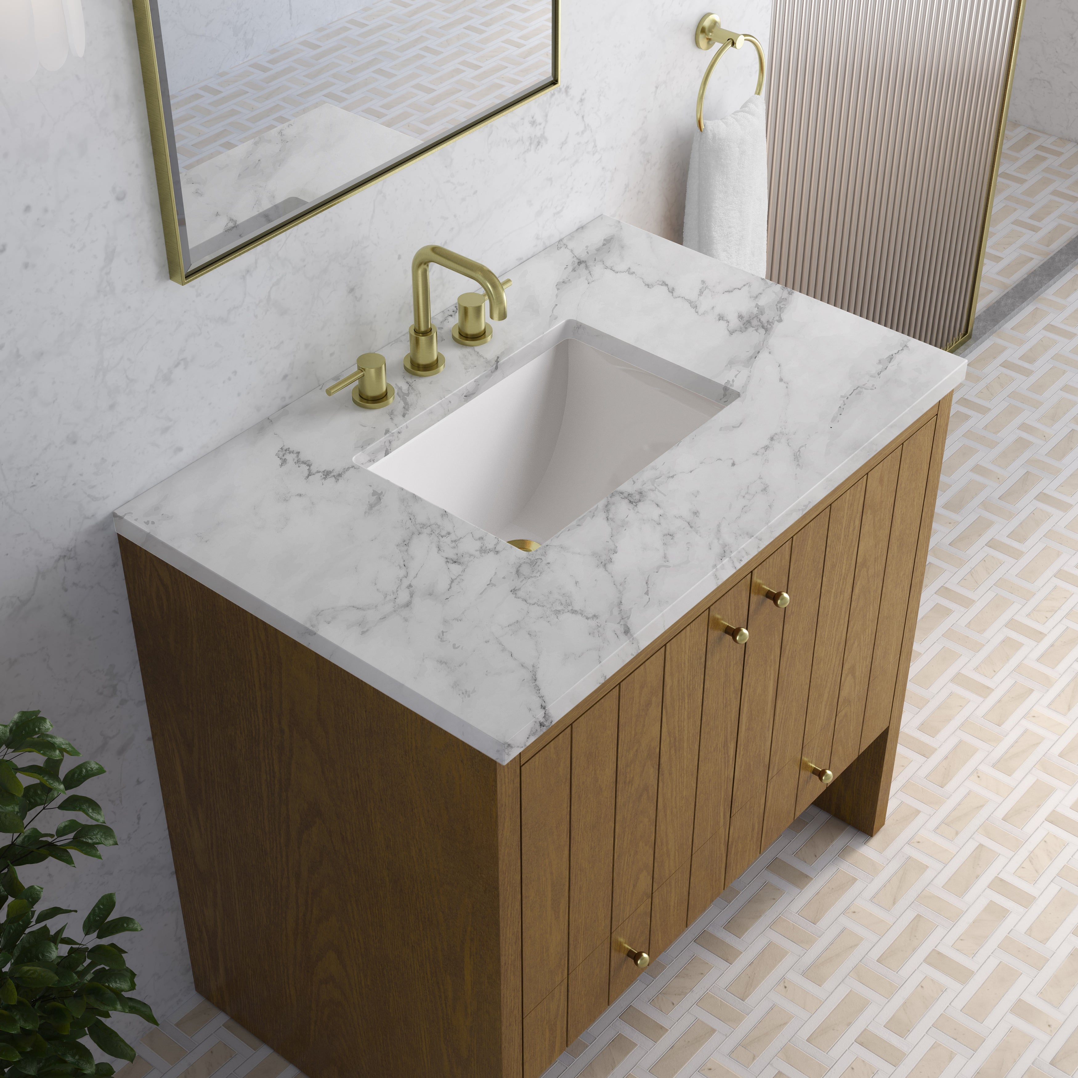 James Martin Hudson 36" Single Vanity in Honey Oak with 3cm Countertop
