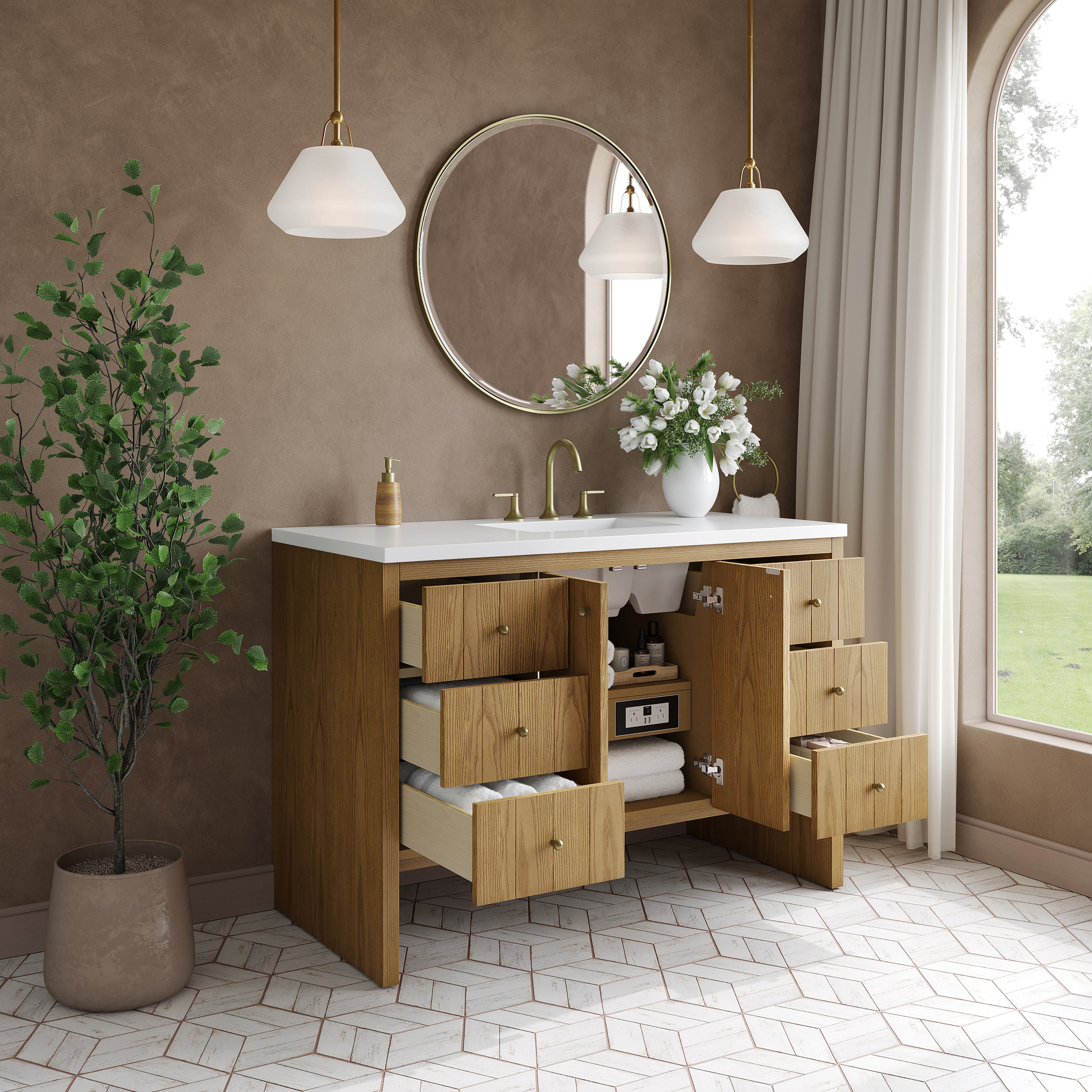 James Martin Hudson 48" Single Vanity in Light Natural Oak with 3cm Countertop