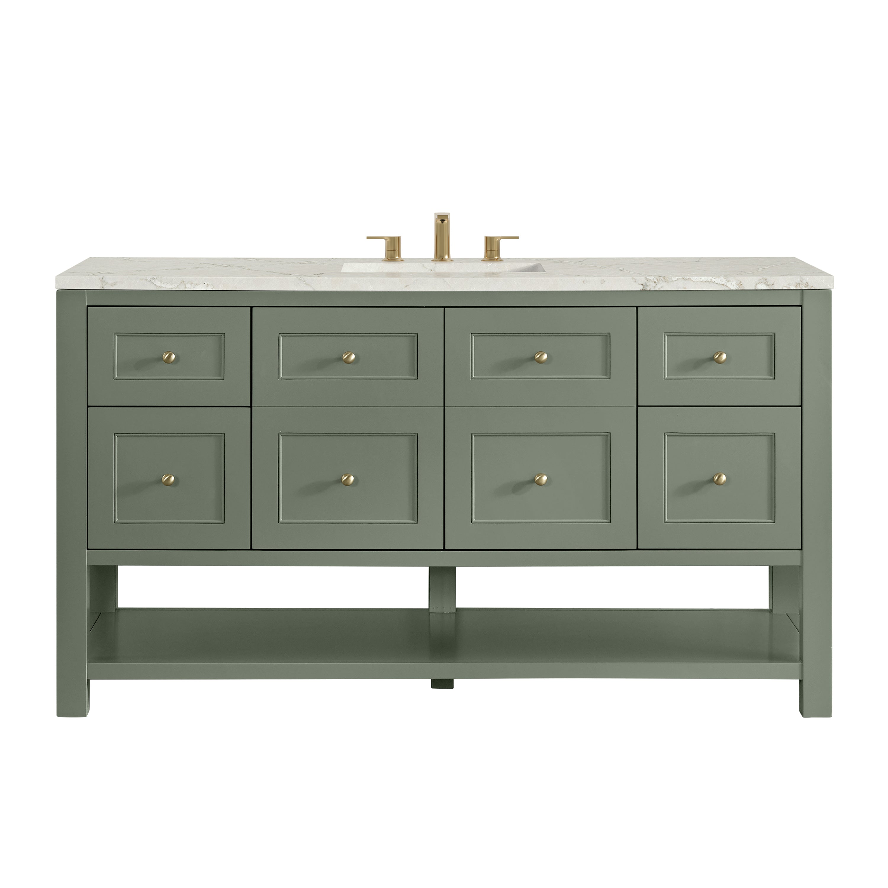 James Martin Breckenridge 60" Single Vanity in Smokey Celadon with 3cm Countertop and FreePower Wireless Charger