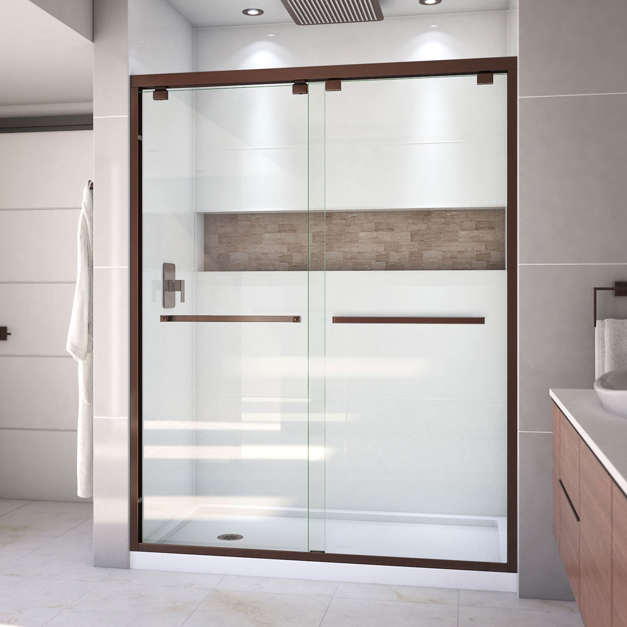 DreamLine Encore 34" D x 60" W Shower Door and Base