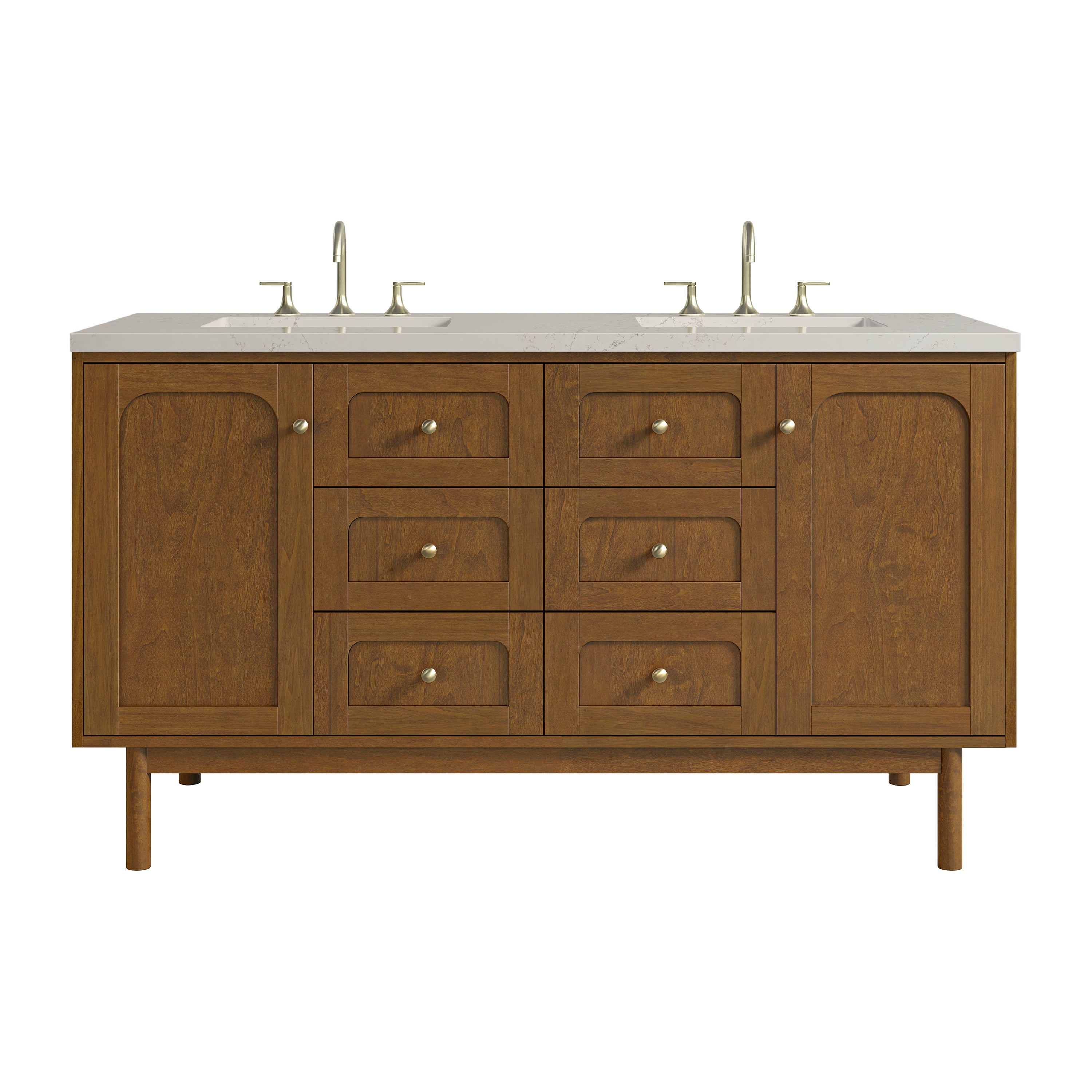 James Martin Laurent 60" Double Vanity in Honey Oak with 3cm Countertop