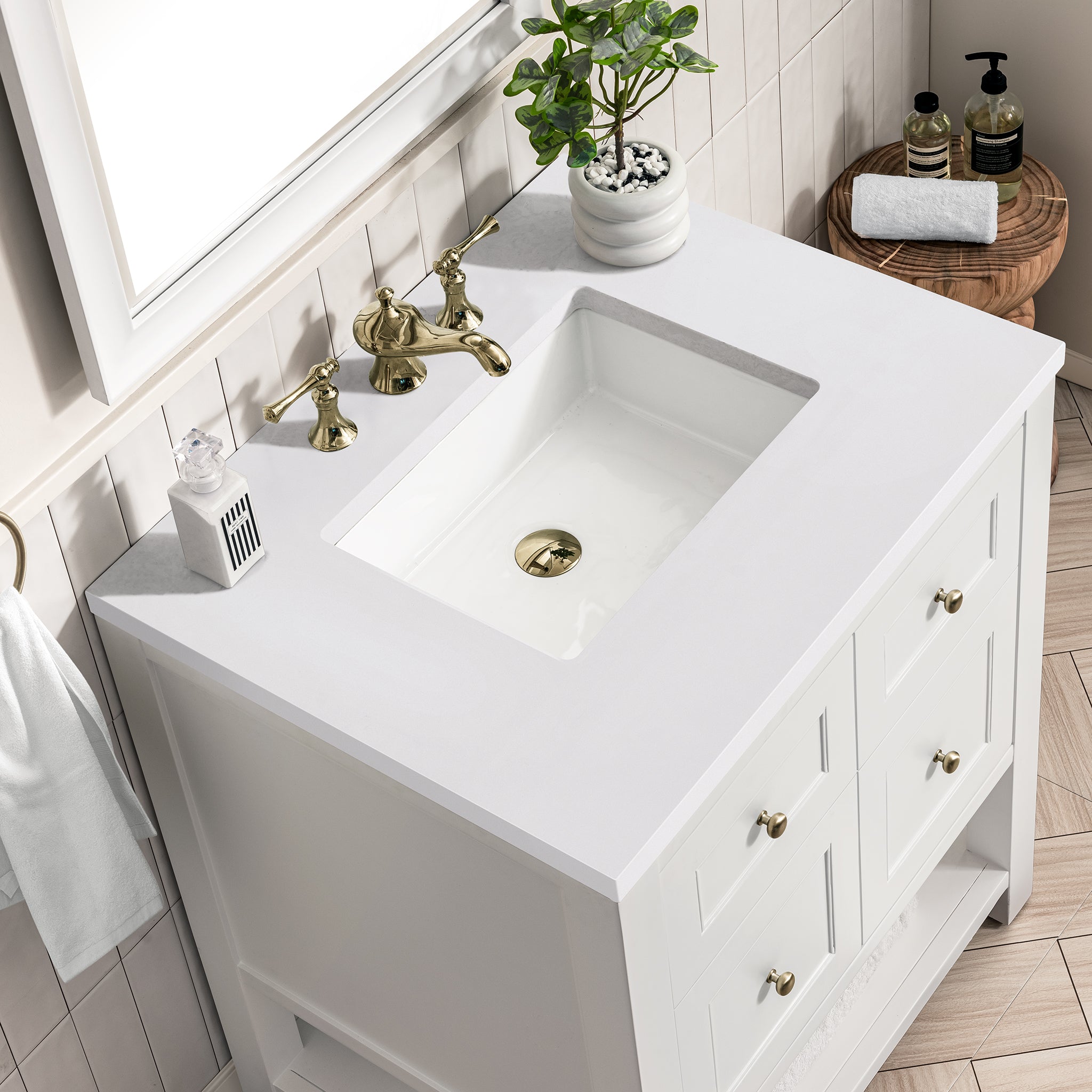 James Martin Breckenridge 30" Single Vanity in Bright White with 3cm Countertop