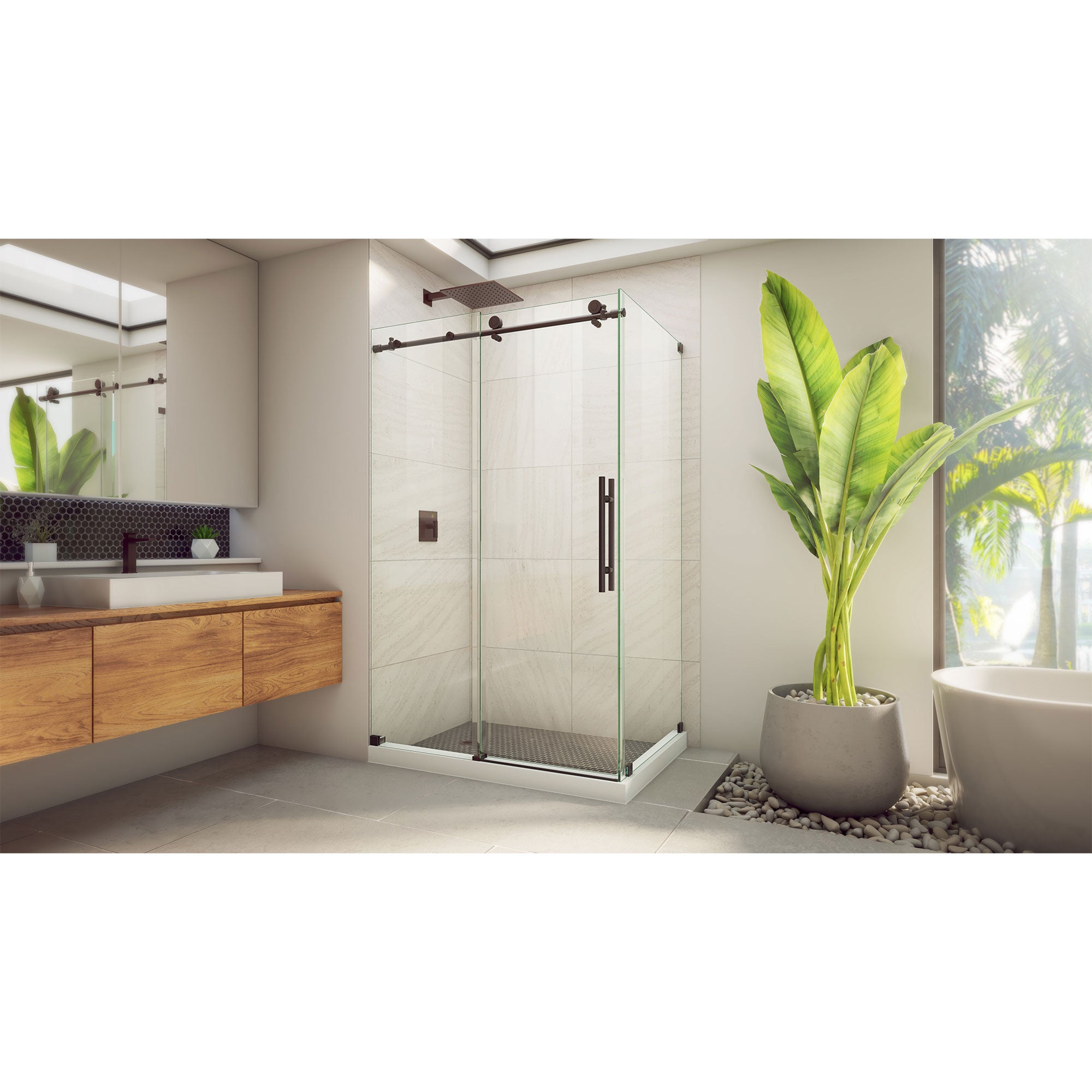 DreamLine Enigma-X 34 1/2 inch D x 48 3/8 inch W x 76 inch H Frameless Sliding Shower Kit