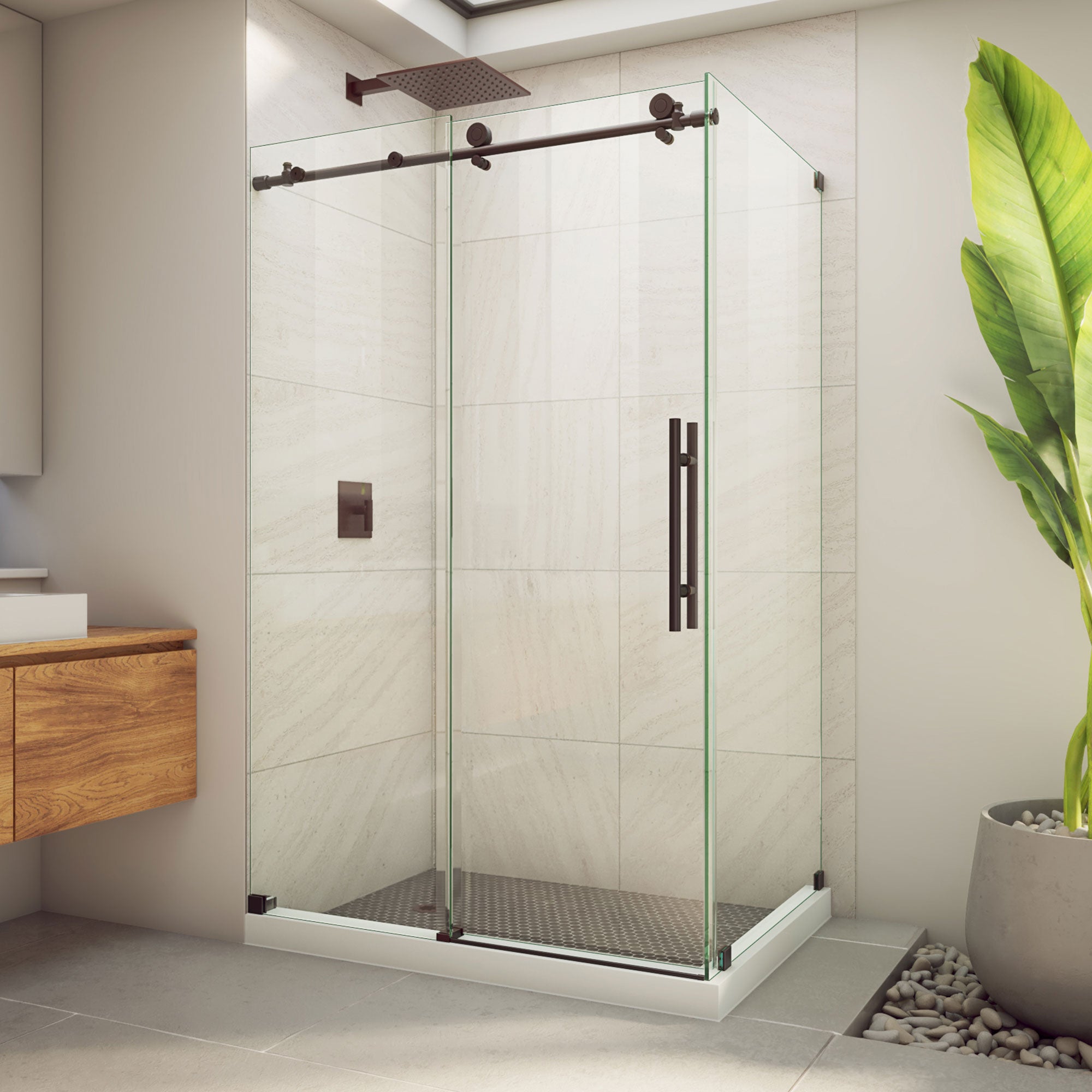 DreamLine Enigma-X 34 1/2 inch D x 48 3/8 inch W x 76 inch H Frameless Sliding Shower Kit