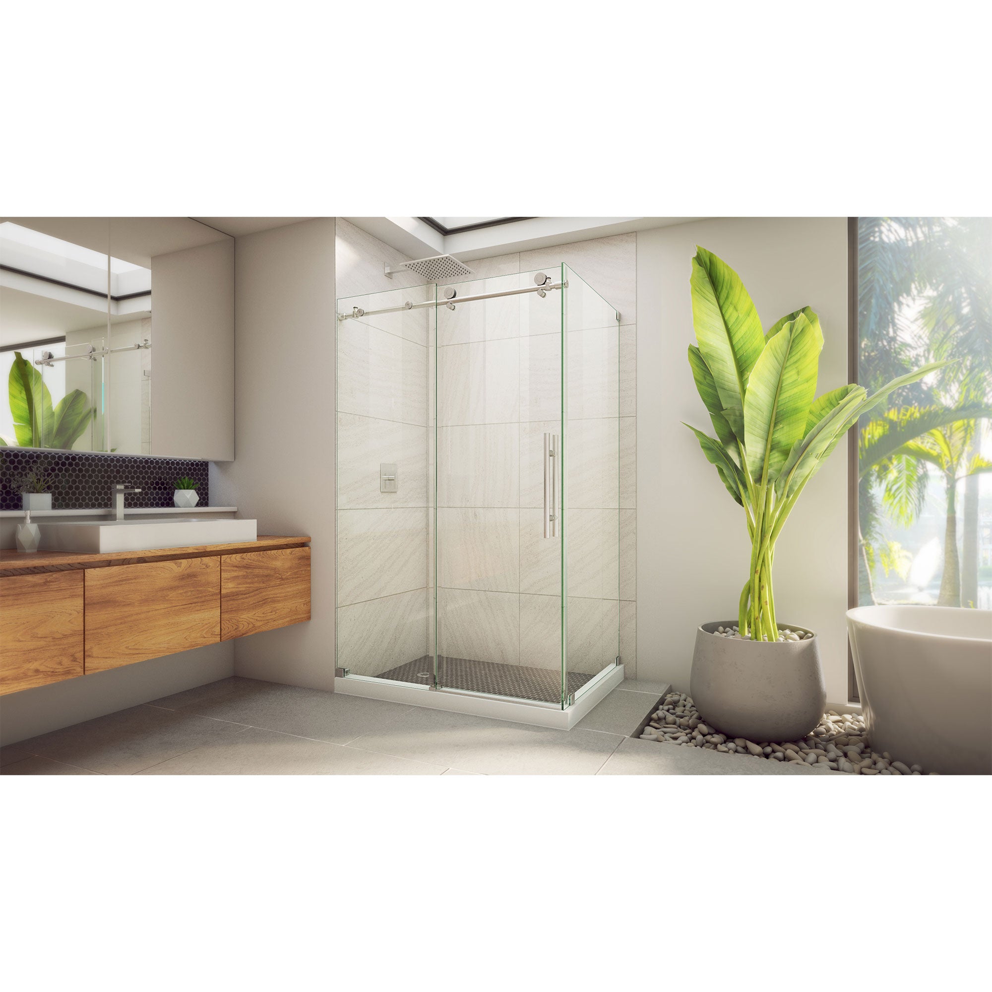 DreamLine Enigma-X 32 1/2 inch D x 48 3/8 inch W x 76 inch H Frameless Sliding Shower Enclosure