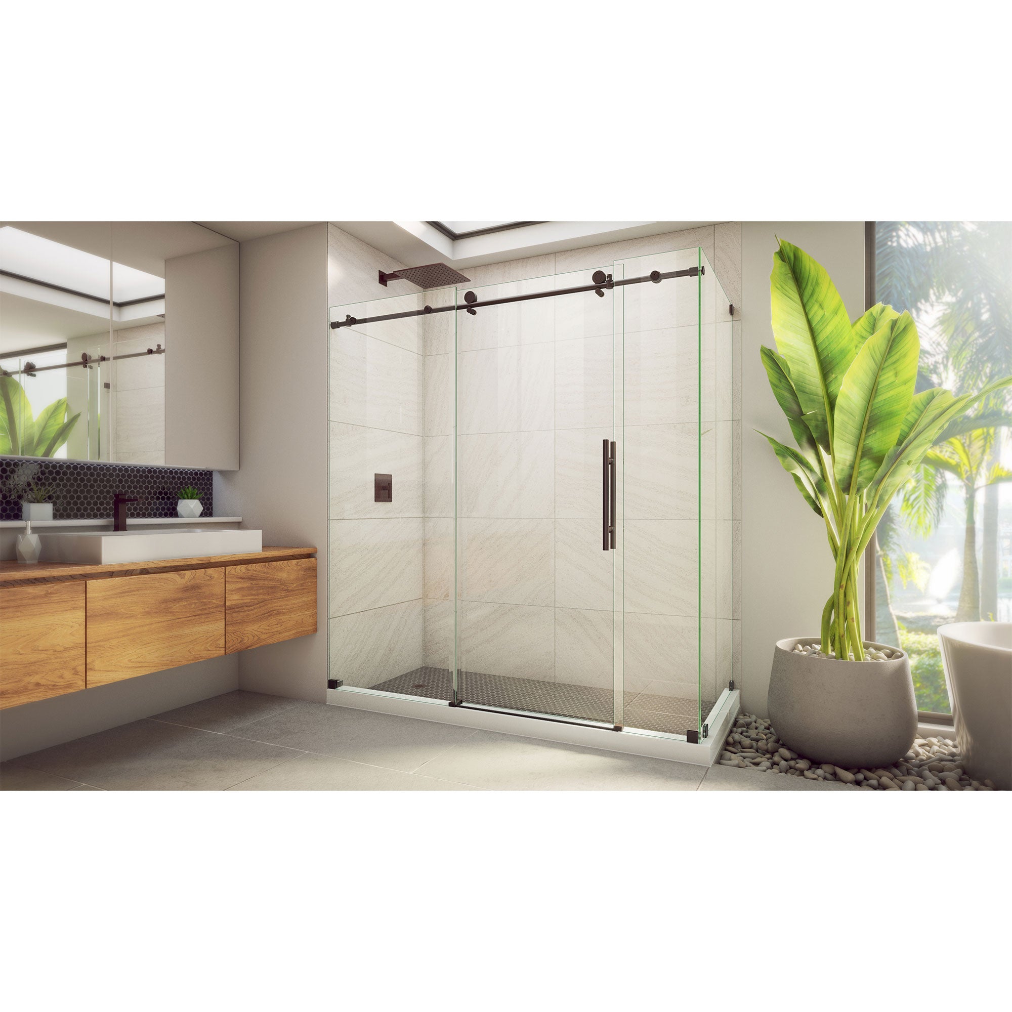 DreamLine Enigma-X 34 1/2 inch D x 68 3/8 - 72 3/8 inch W x 76 inch H Frameless Sliding Shower Kit