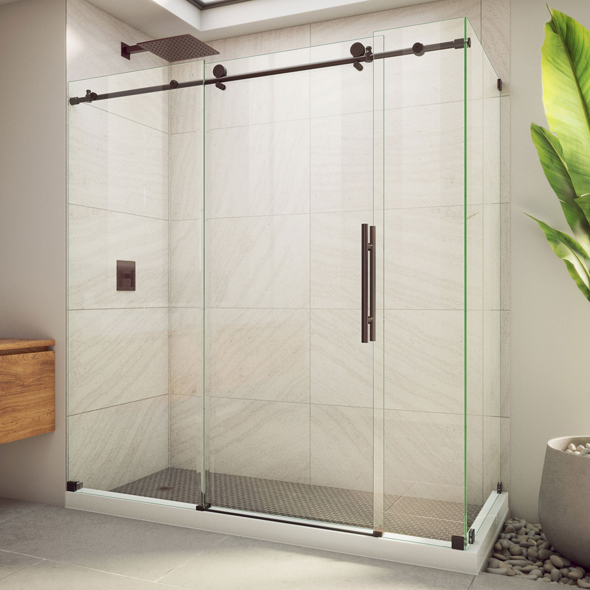 DreamLine Enigma-X 32 1/2 inch D x 68 3/8 - 72 3/8 inch W x 76 inch H Frameless Sliding Shower Enclosure