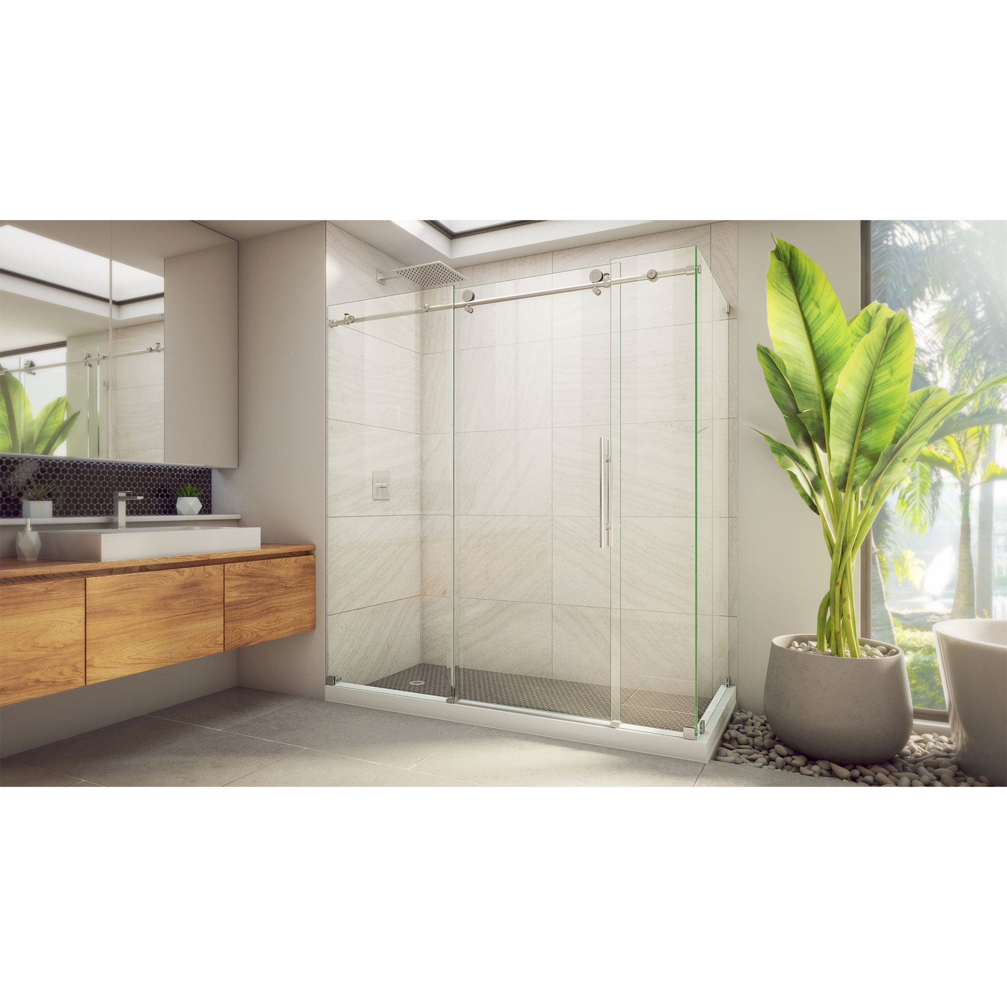 DreamLine Enigma-X 32 1/2 inch D x 68 3/8 - 72 3/8 inch W x 76 inch H Frameless Sliding Shower Enclosure