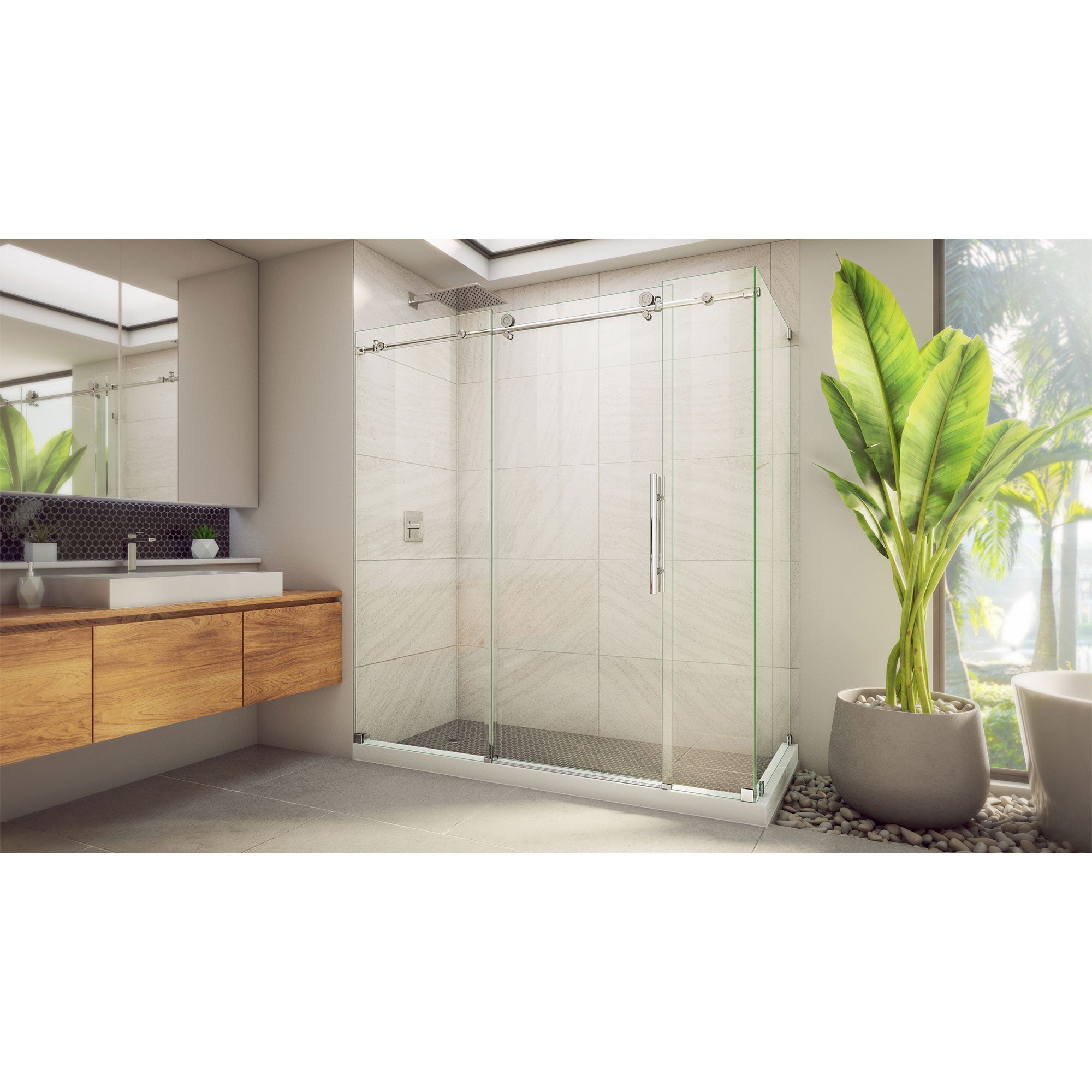 DreamLine Enigma-X 32 1/2 inch D x 68 3/8 - 72 3/8 inch W x 76 inch H Frameless Sliding Shower Enclosure