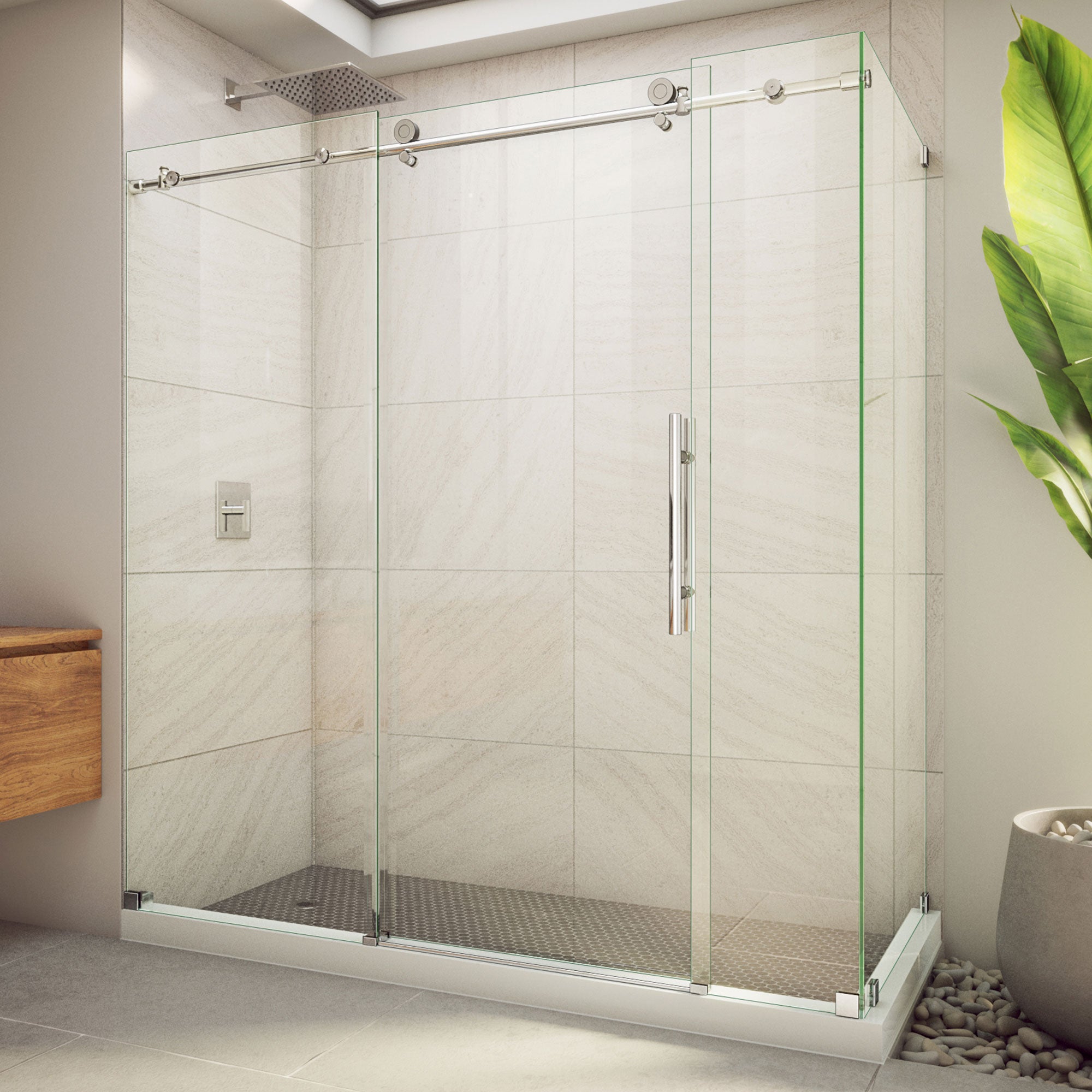 DreamLine Enigma-X 34 1/2 inch D x 68 3/8 - 72 3/8 inch W x 76 inch H Frameless Sliding Shower Kit